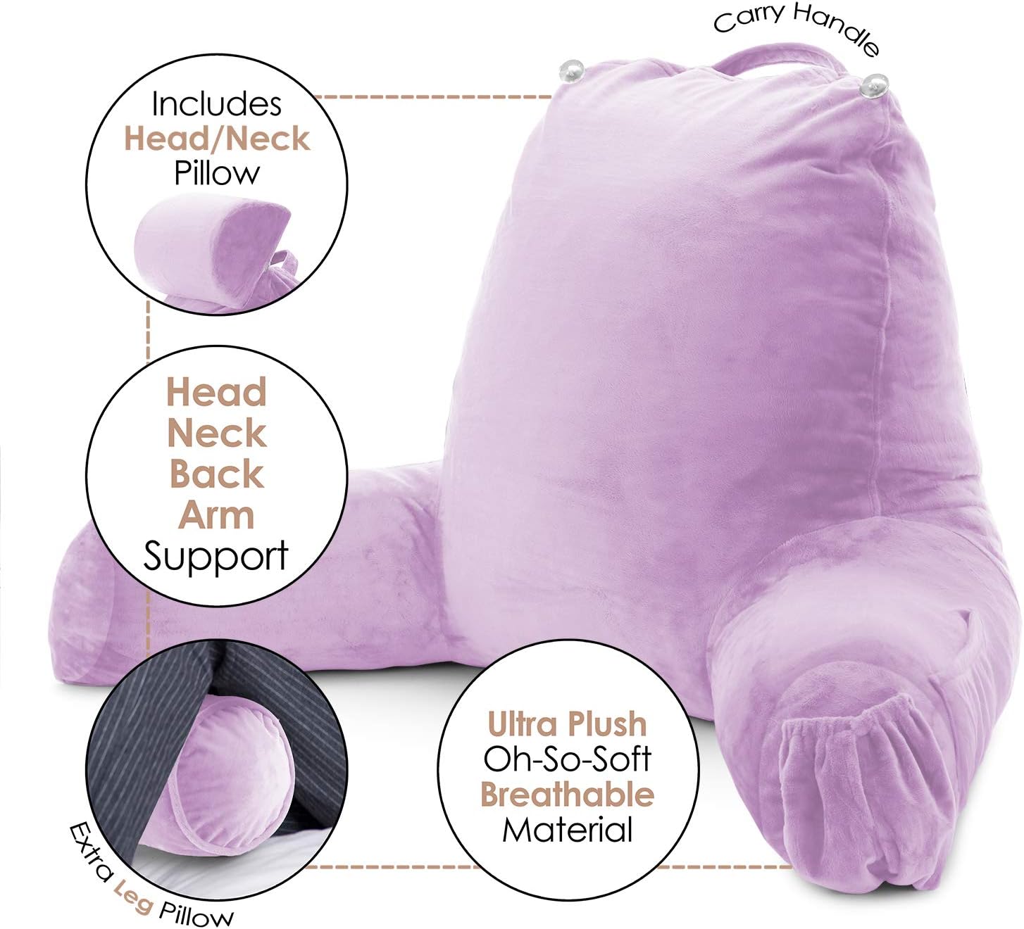 Clara Clark Reading Pillow with Memory Foam and 2 Support Pillows