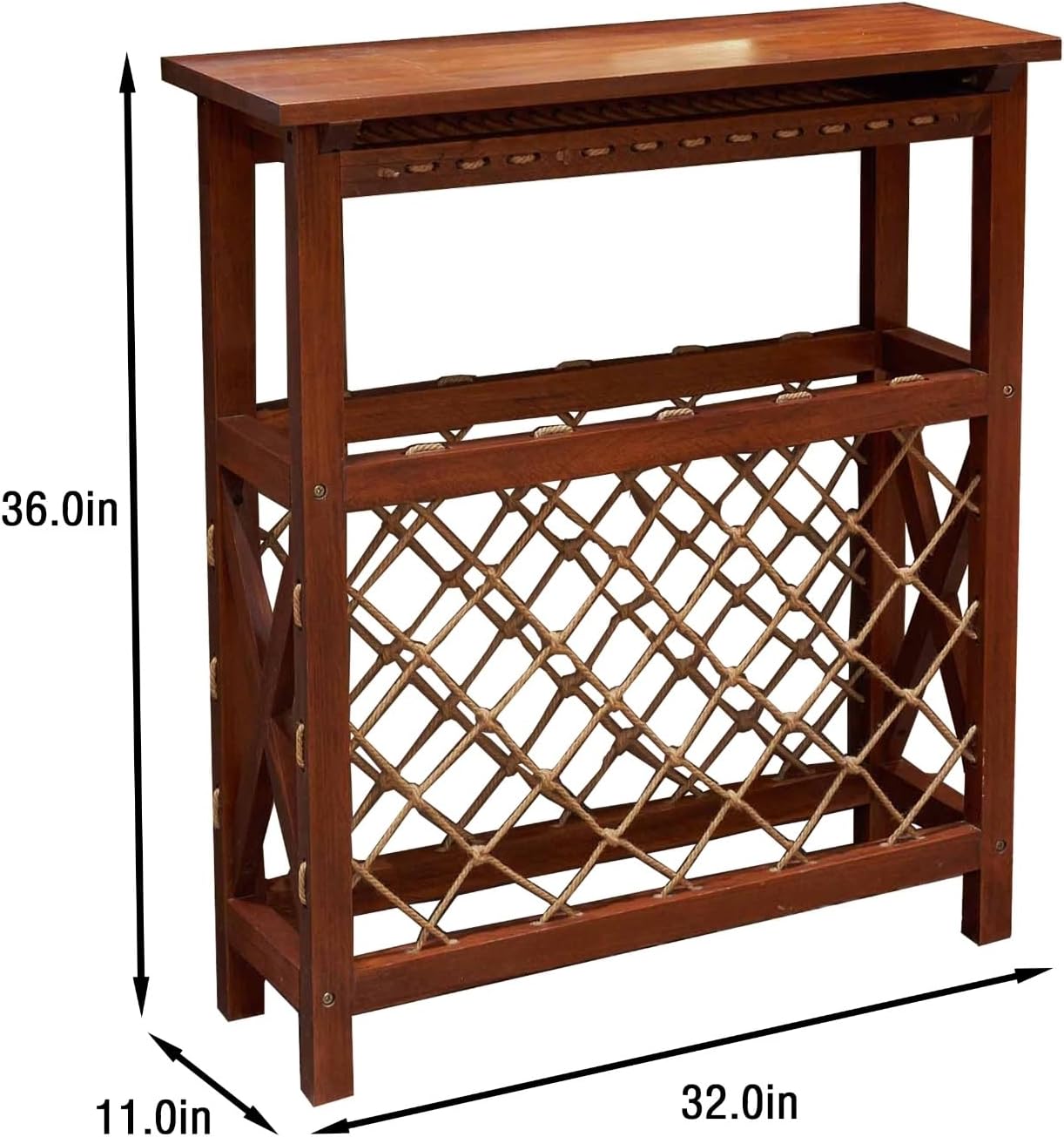 BGTR 32 Bottle Freestanding Wine Rack Rustic Style for Kitchen and Pantry