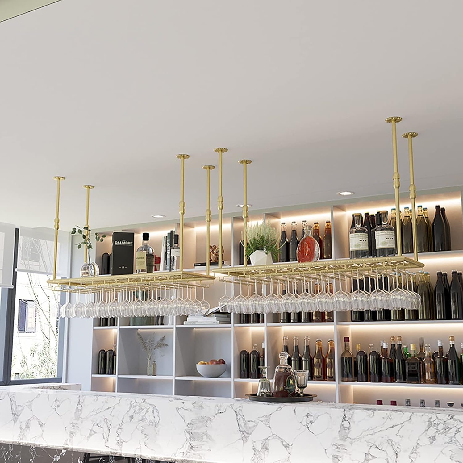 ULAINE Metal Wine Rack with Adjustable Height Gold 100cm