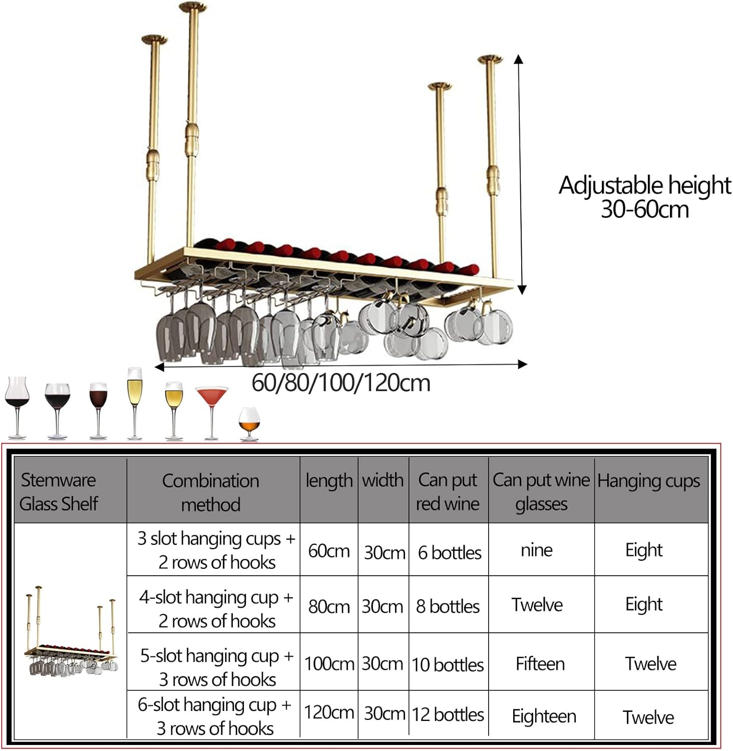 Wine Glass Rack Under Cabinet Adjustable