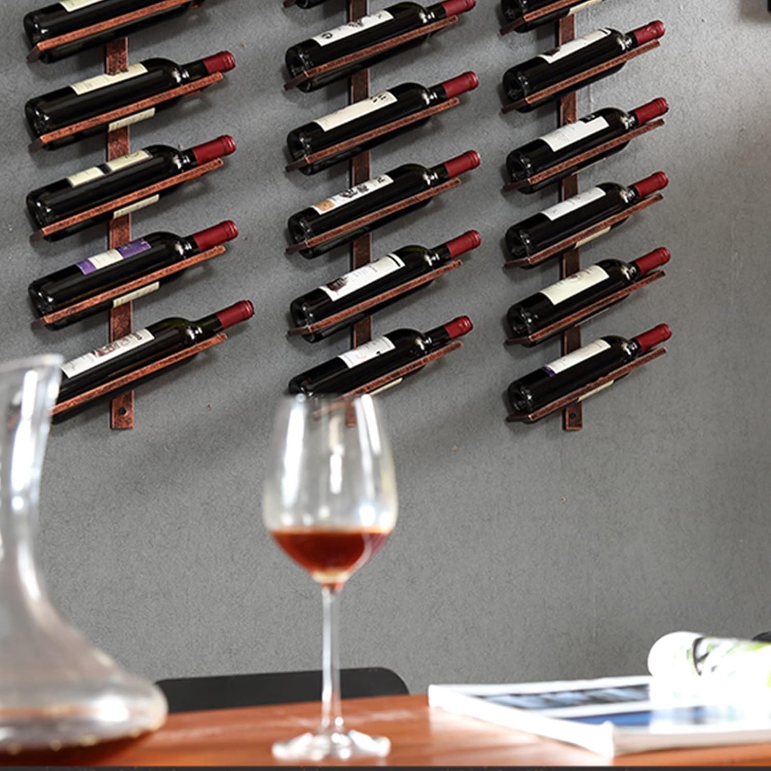 Modern Wall-Mounted Wine Rack with 2 Bottles Black