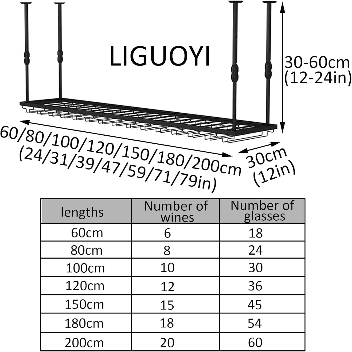LIGUOYI Adjustable Height Wine Glass Rack