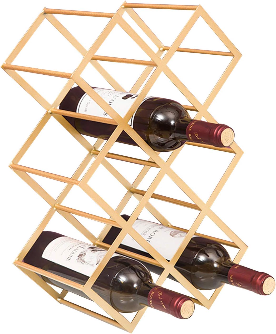 Modern Wine Rack for 8 Bottles Gold Finish