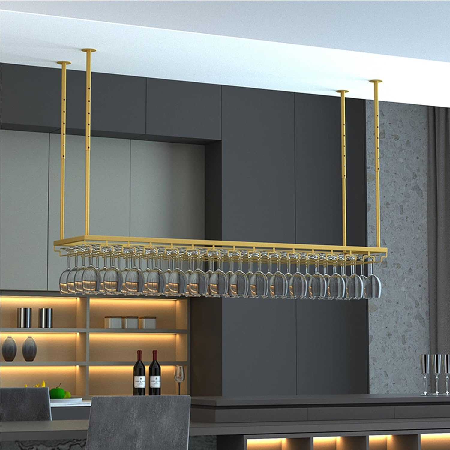 Adjustable Metal Wine Rack for Bar and Kitchen