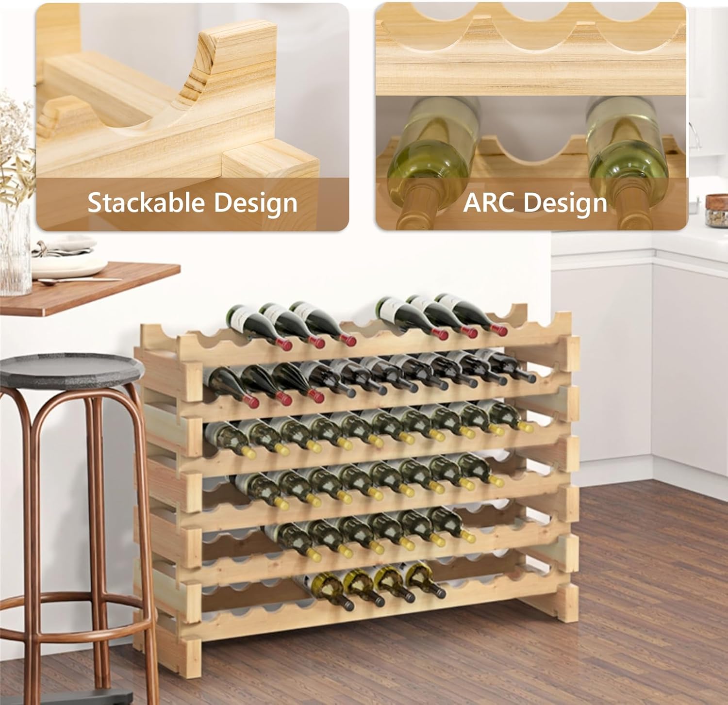 Fmlud Stackable Wine Rack - 6 Tier 72 Bottle Holder