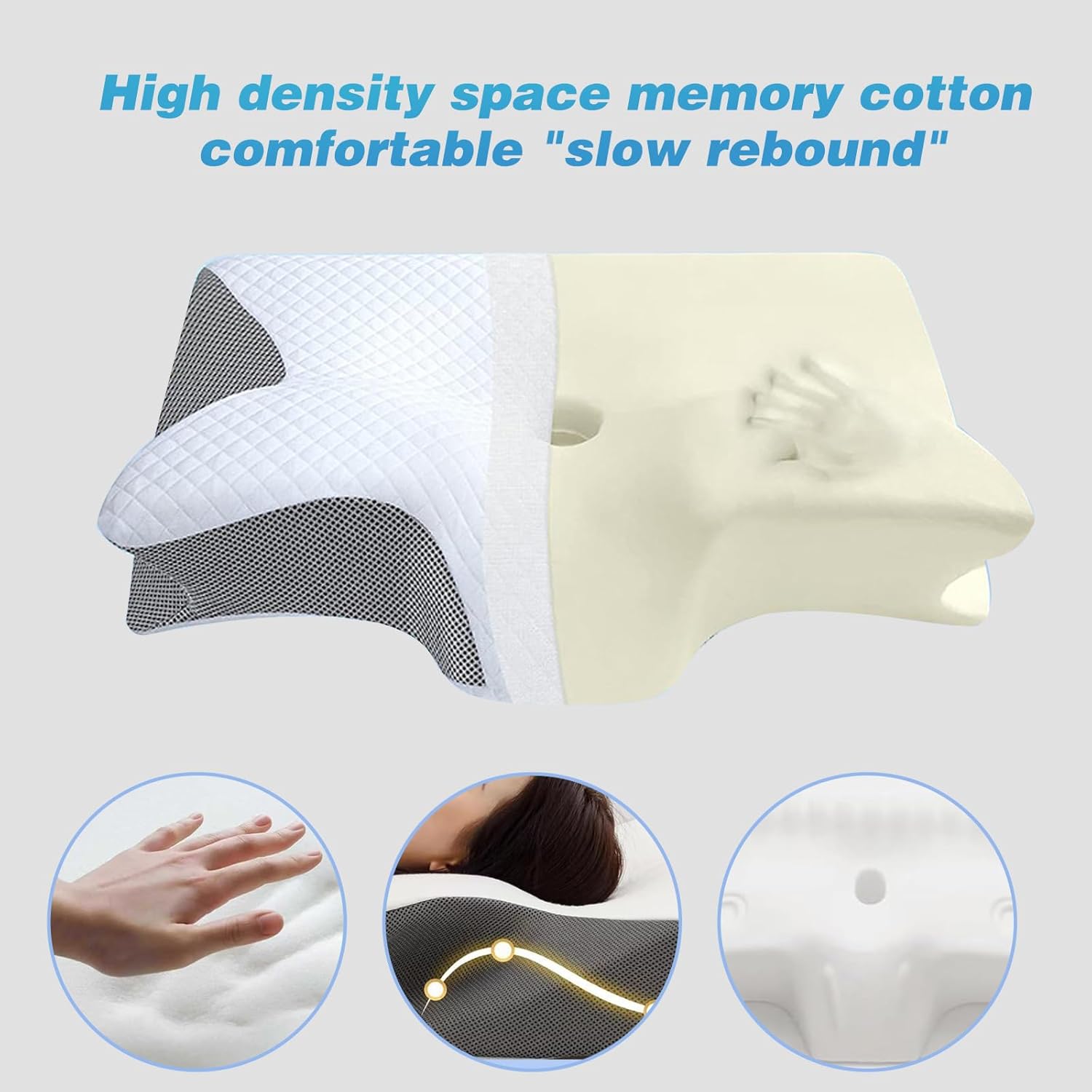 Ergonomic Memory Foam Pillow with Cooling Contour and Adjustable Support