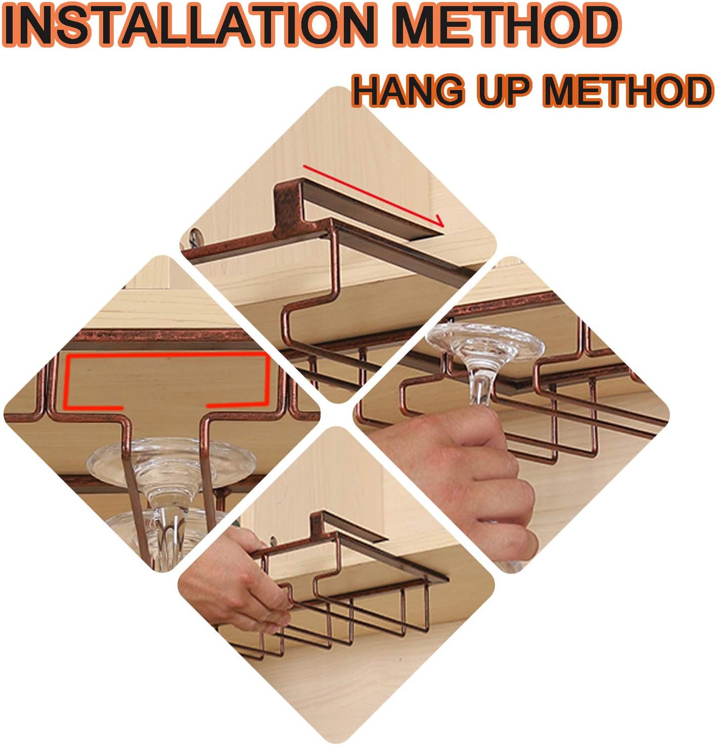 Wine Glass Rack Metal Wire Cabinet Storage Organizer