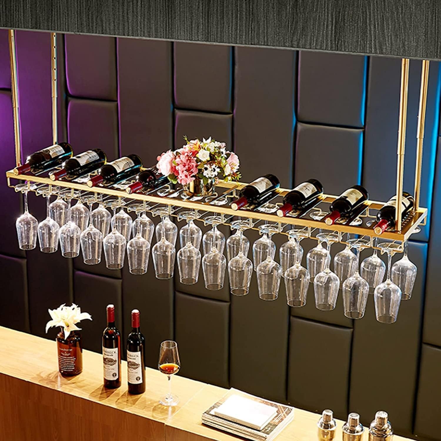 IOCCIOBB Ceiling Metal Wine Rack with Adjustable Height