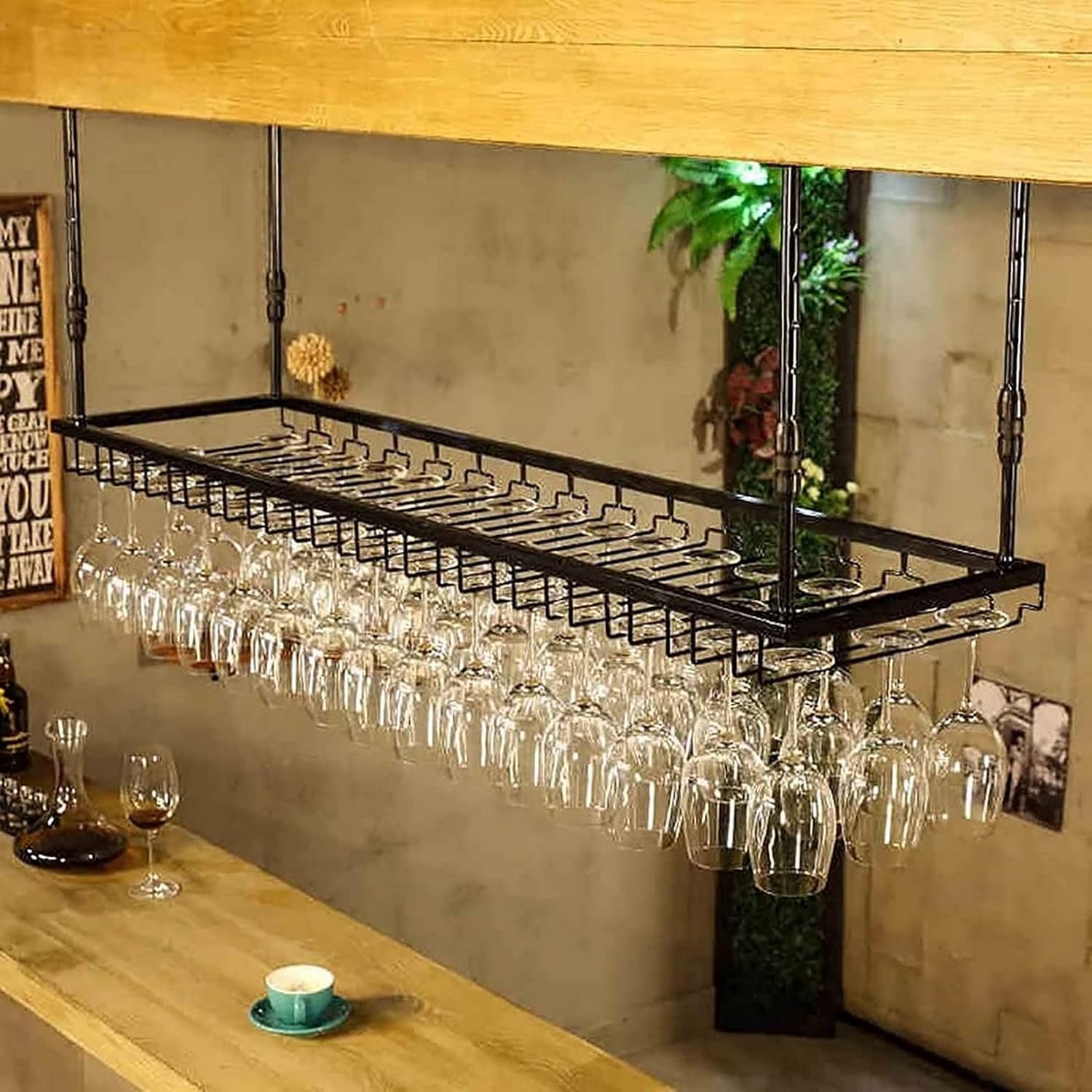 QHCS Wall-Mounted Wine Rack 90cm Iron Storage Shelf