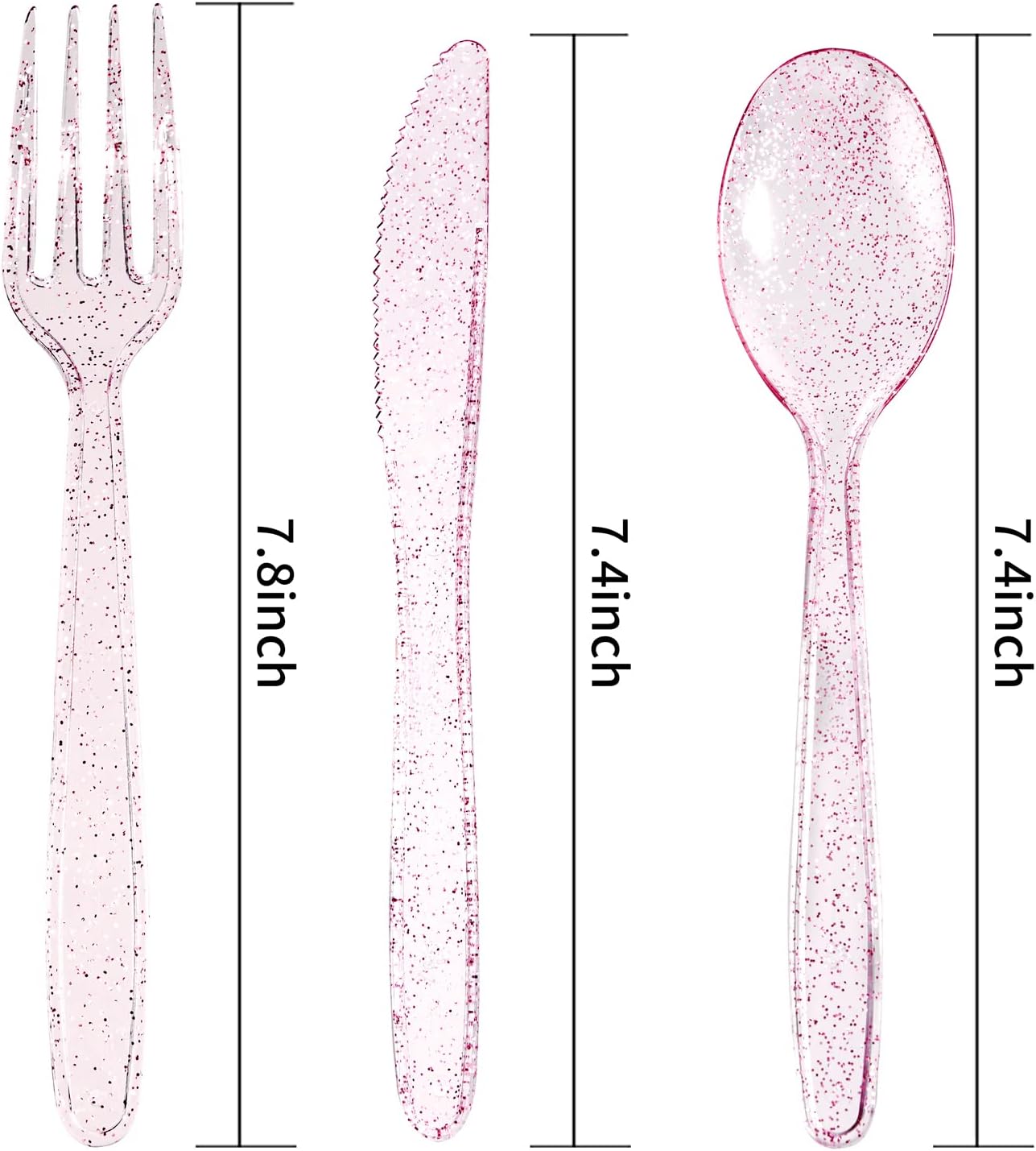 WDF 360 Pink Glitter Plastic Cutlery Set 1