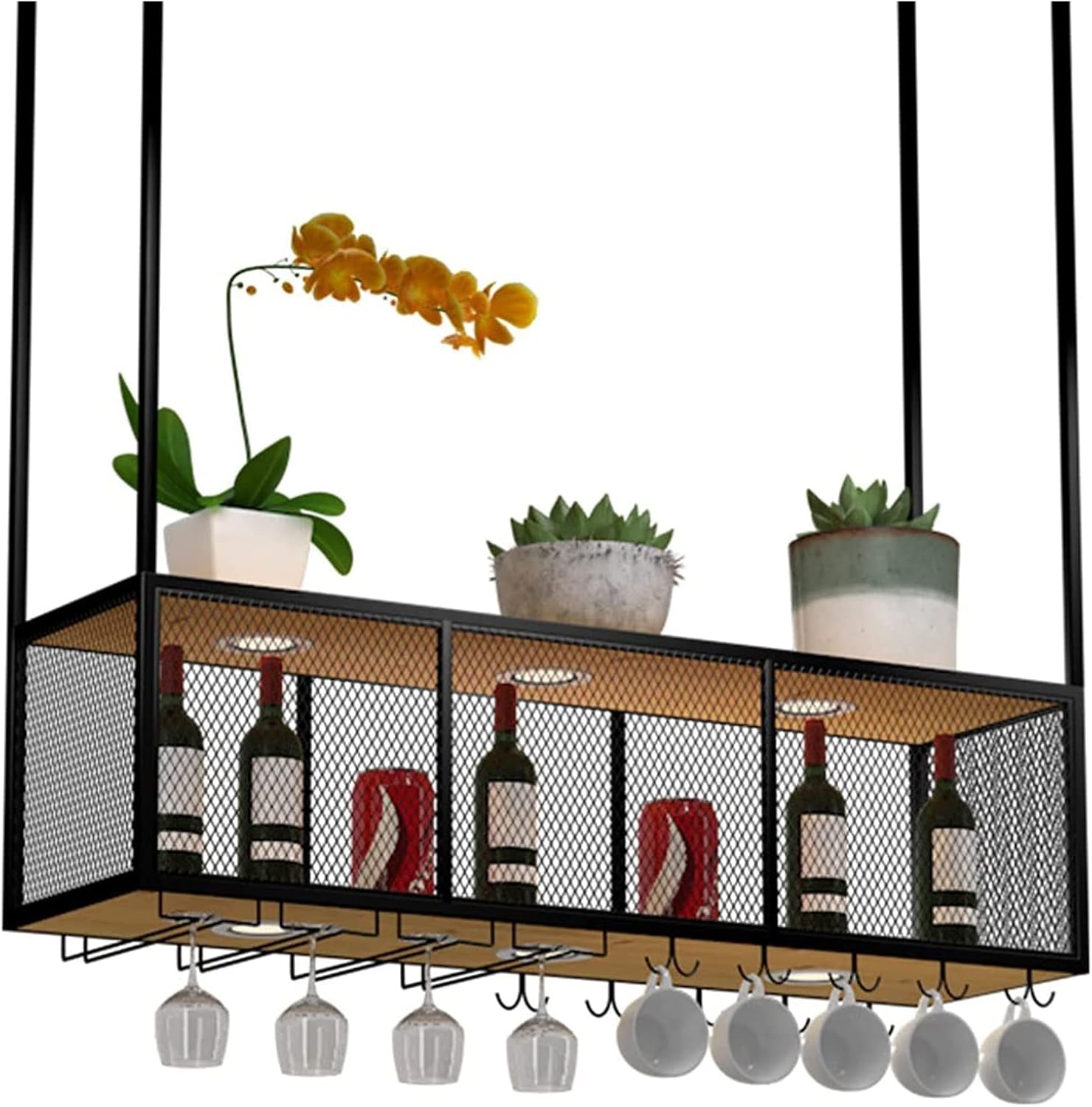 ALDEPO Wall-Mounted Wine Rack with Rustic Iron Design