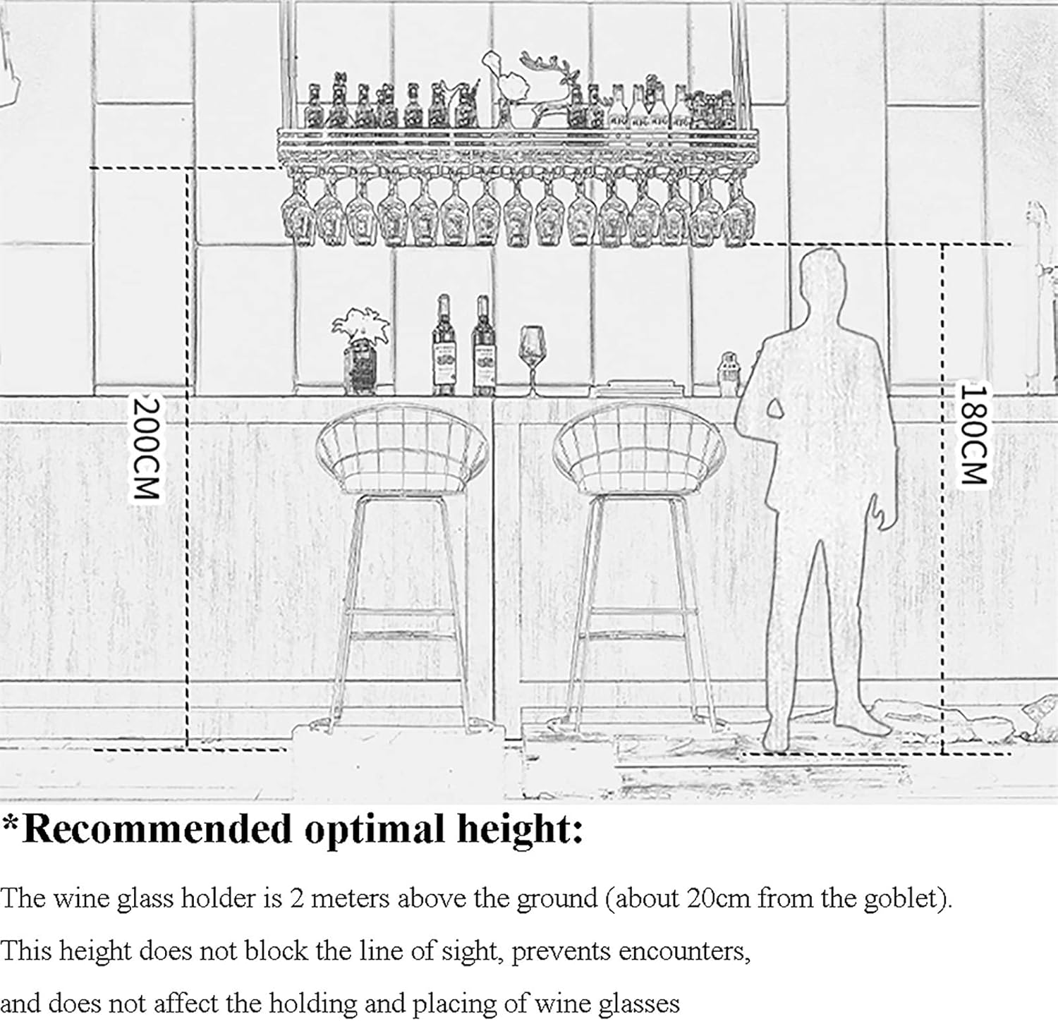 VKEID Wall-Mounted Wine Rack for Home Kitchen Bar Restaurant 1