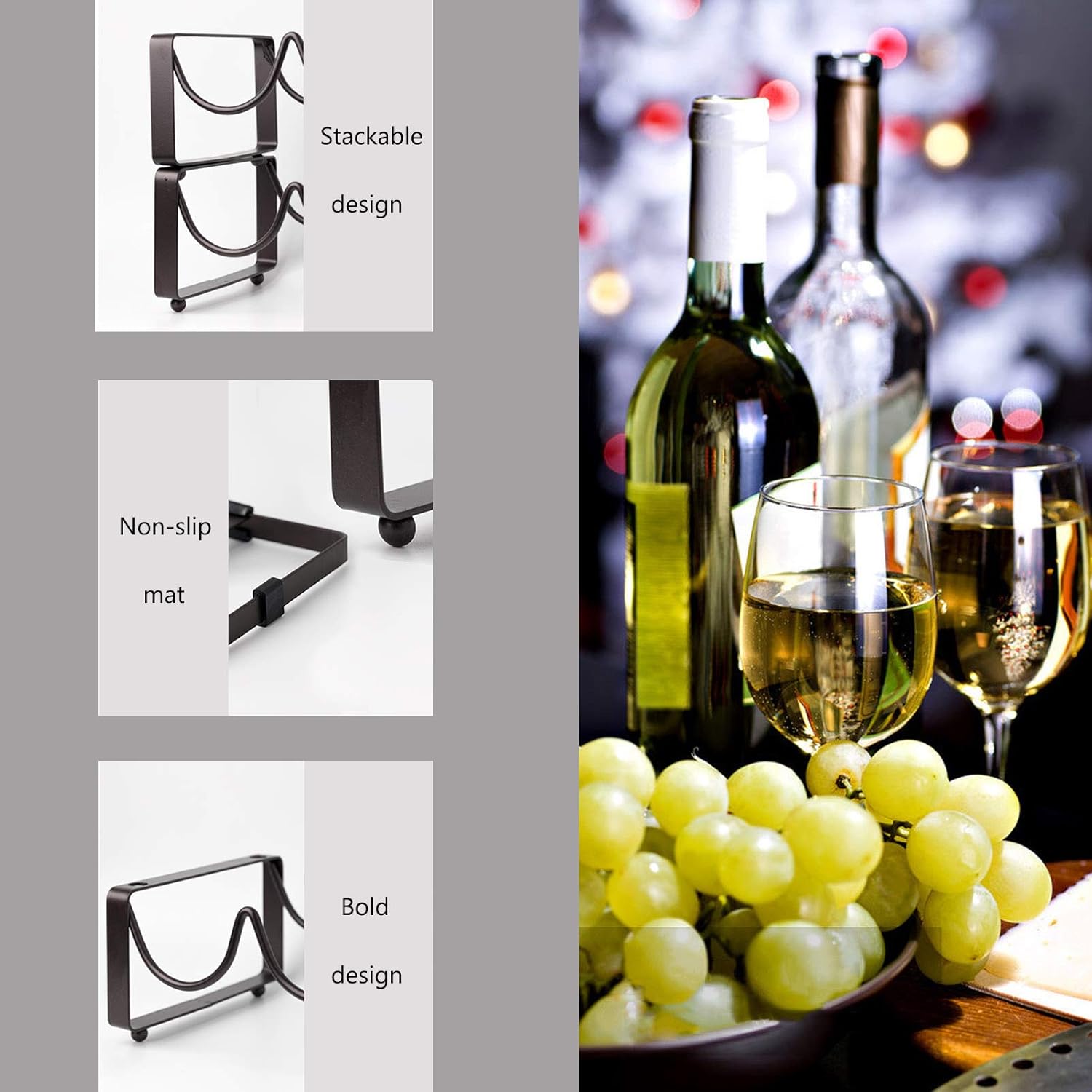 Modular Wine Rack with Stackable Design BlackWhite