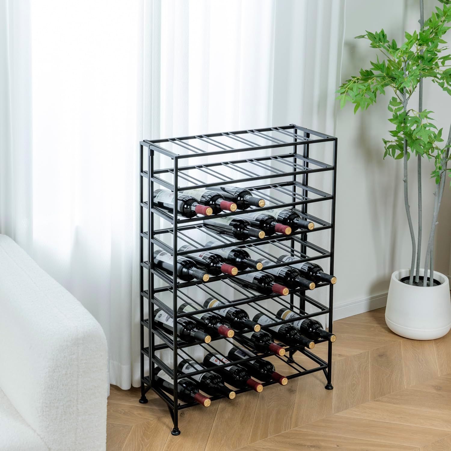 MyGift Black Metal Wine Rack with 9 Tiers - 54 Bottle Capacity