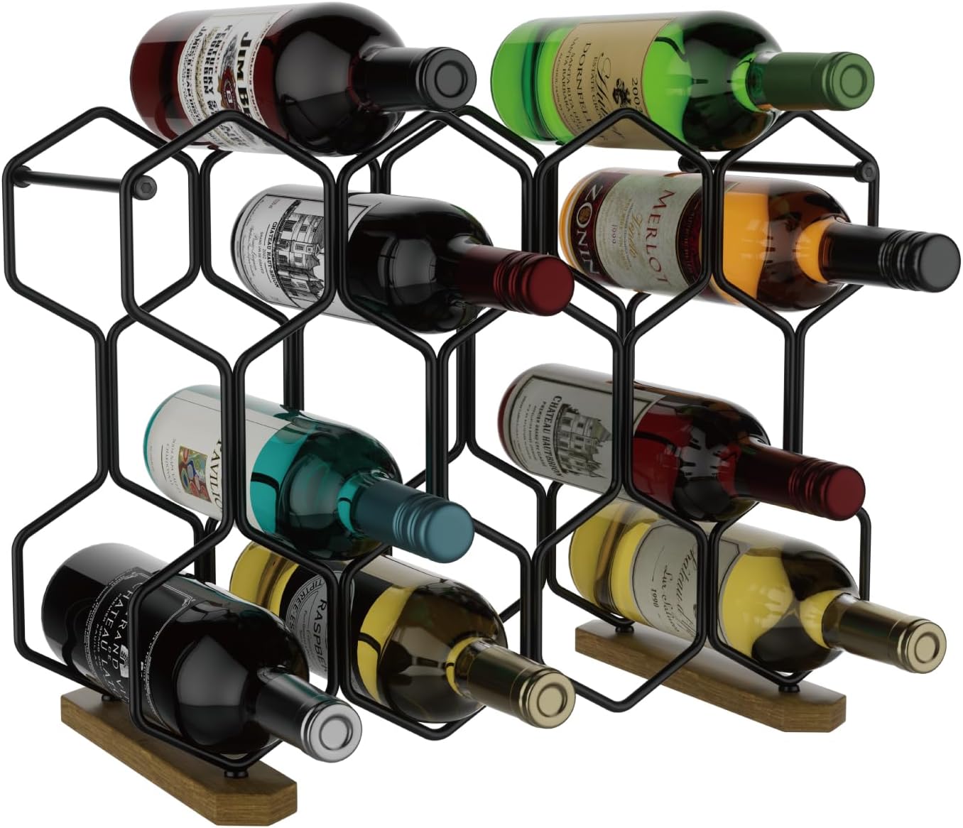 Buruis 14-Bottle Wine Rack with Acacia Base