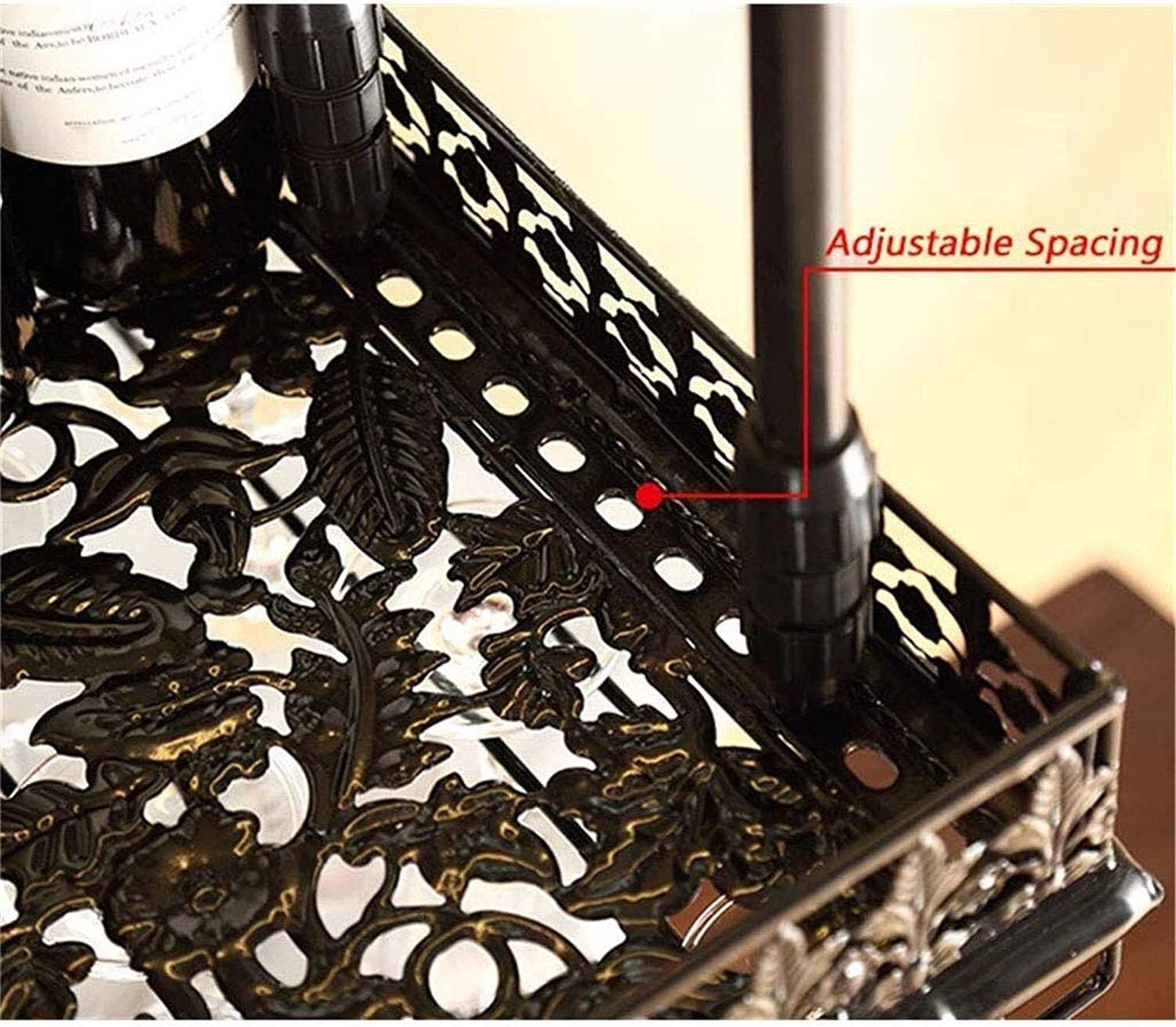 Adjustable Metal Wine Rack with Glass Holder and Shelf