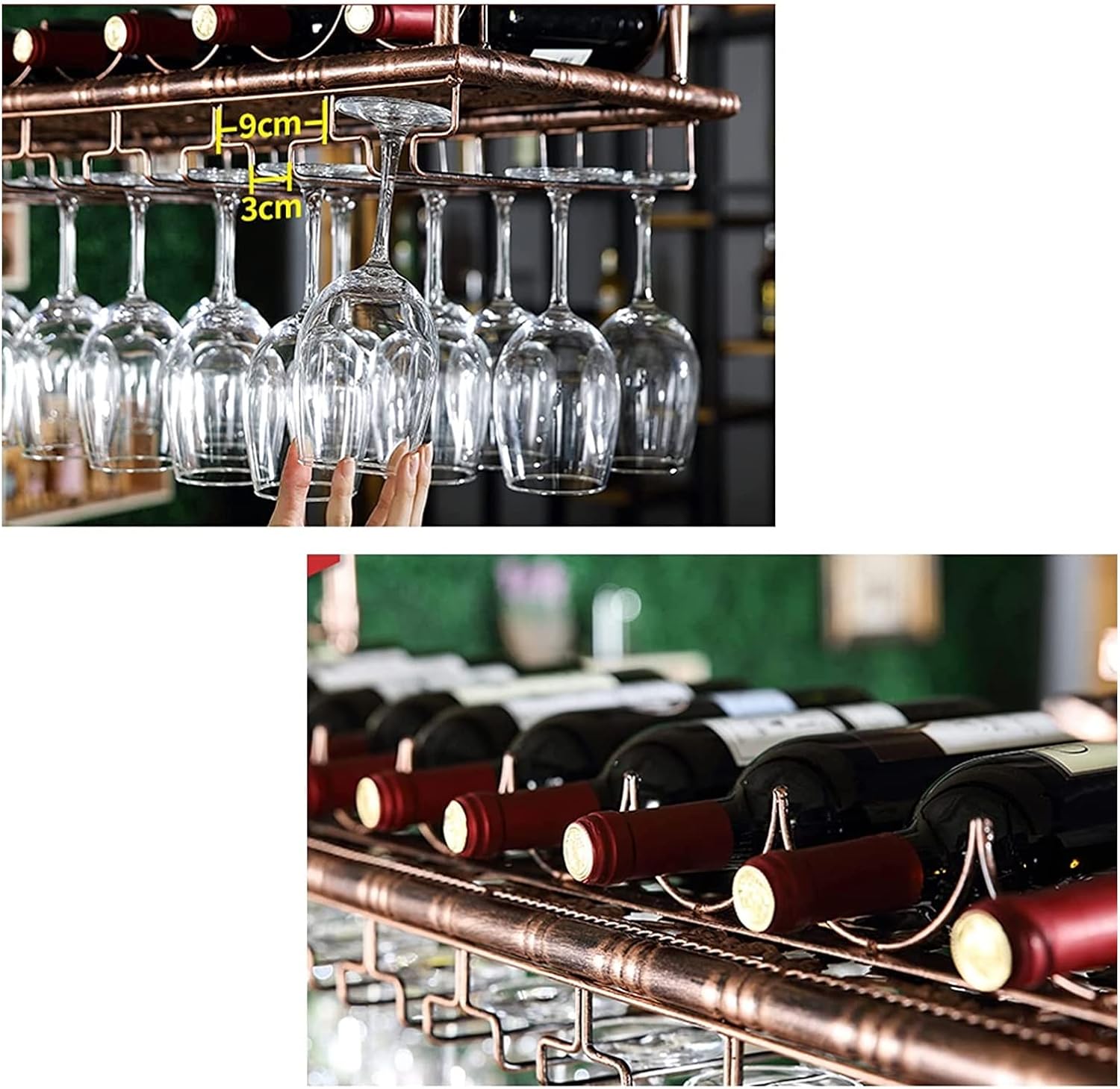 ALDEPO Wall-Mounted Wine Rack with Glass Holder