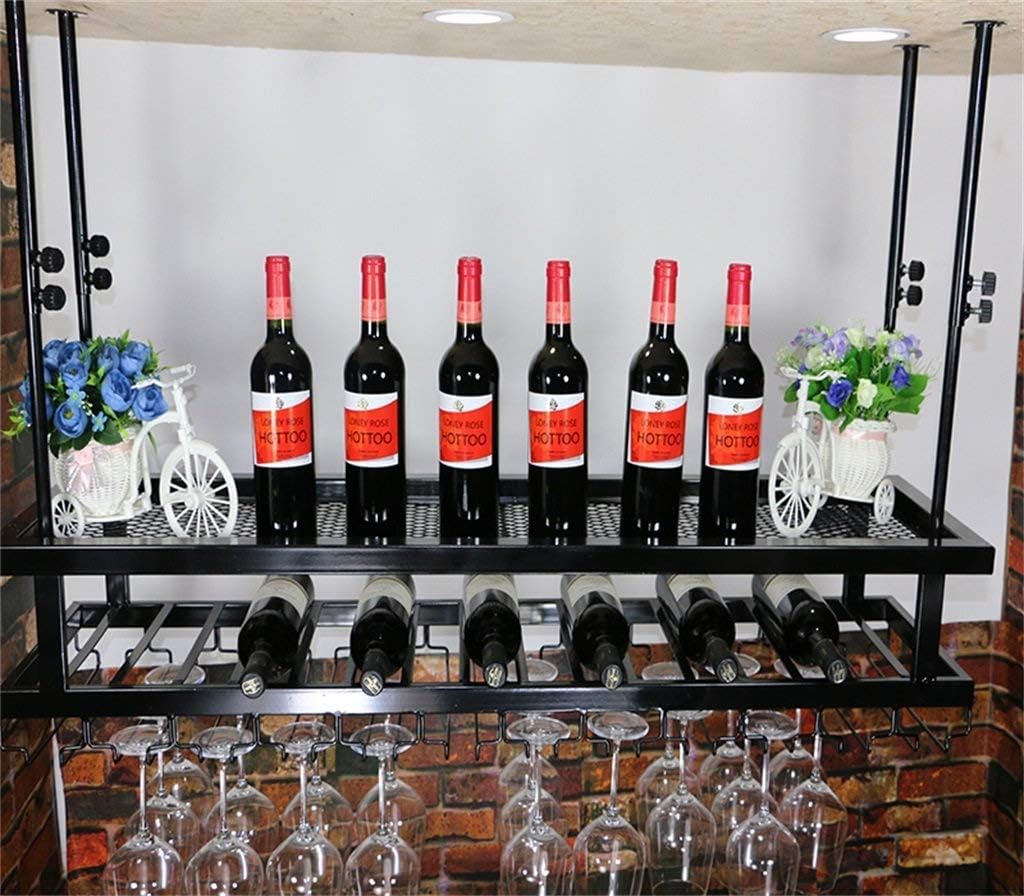 Wrought Iron Wine Rack Wall Shelf with 2 Levels