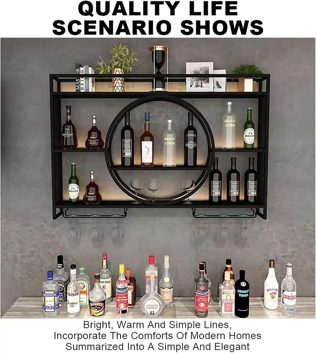 LED Wine Rack Iron Display Stand Multifunctional Storage