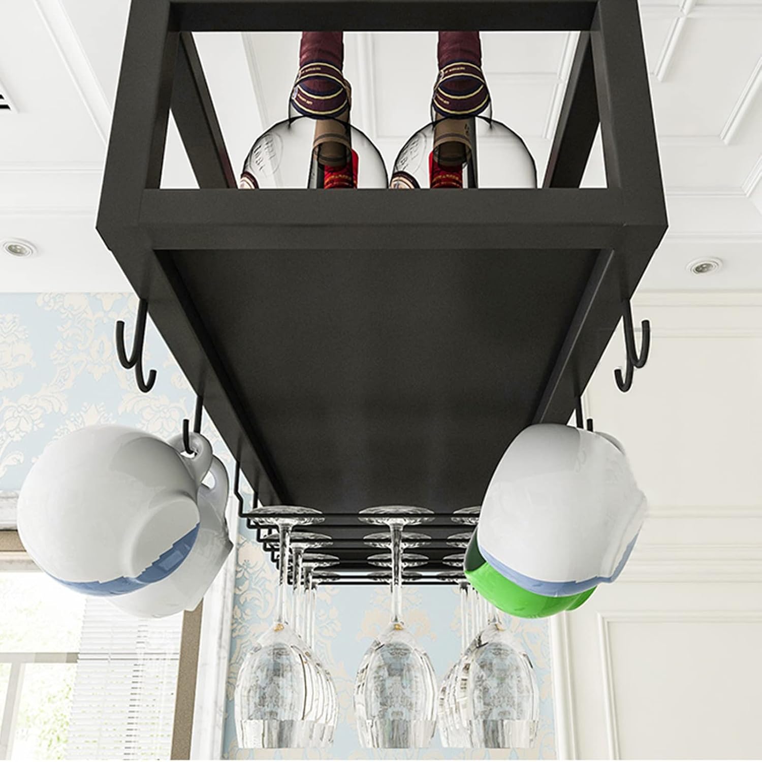 LASEVE Adjustable Ceiling Wine Rack Holder