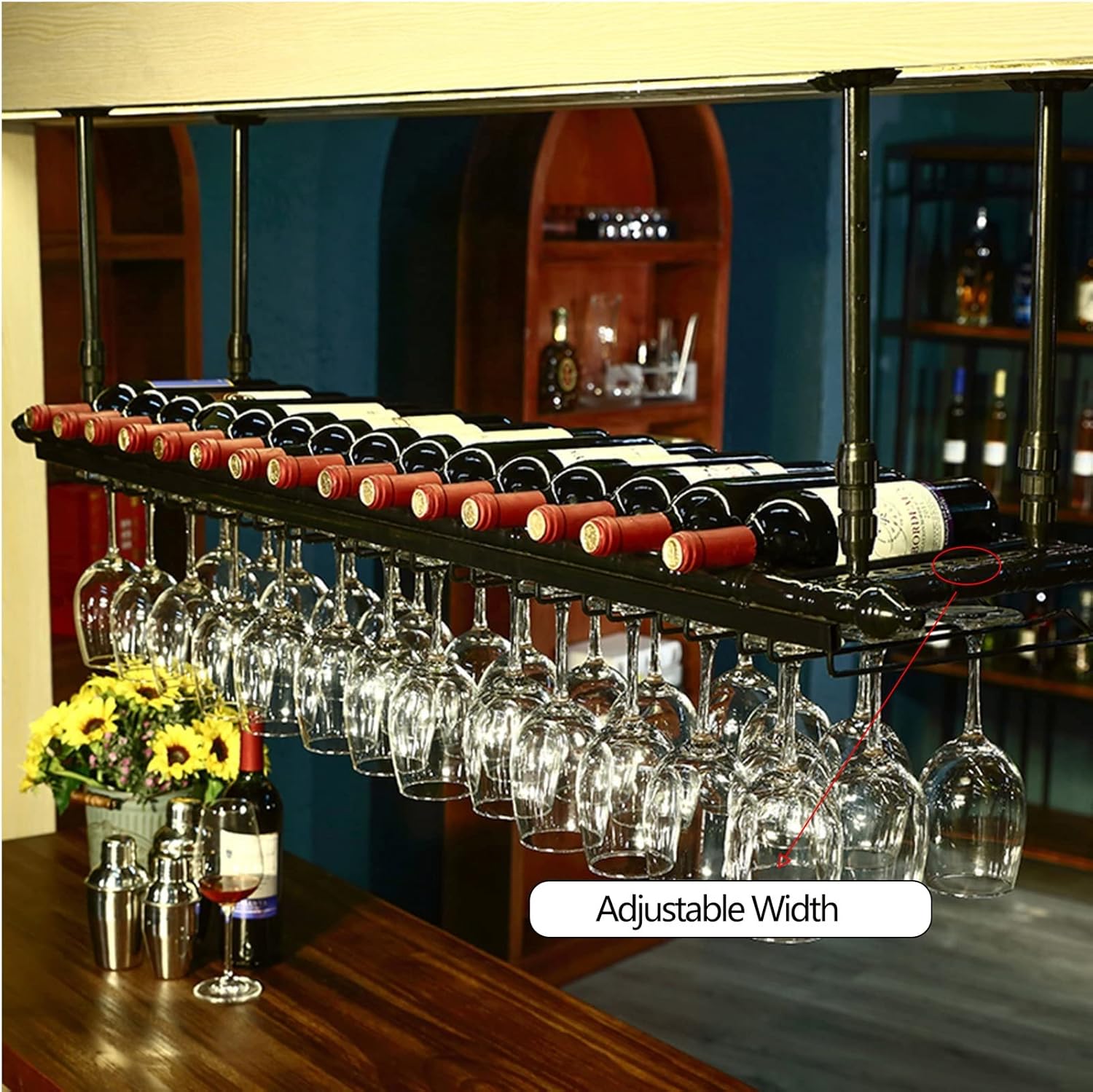 Suuim Ceiling Mounted Wine Holder with Storage