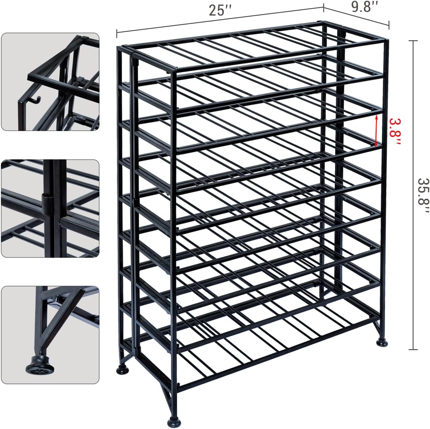 MyGift Black Metal Wine Rack with 9 Tiers - 54 Bottle Capacity