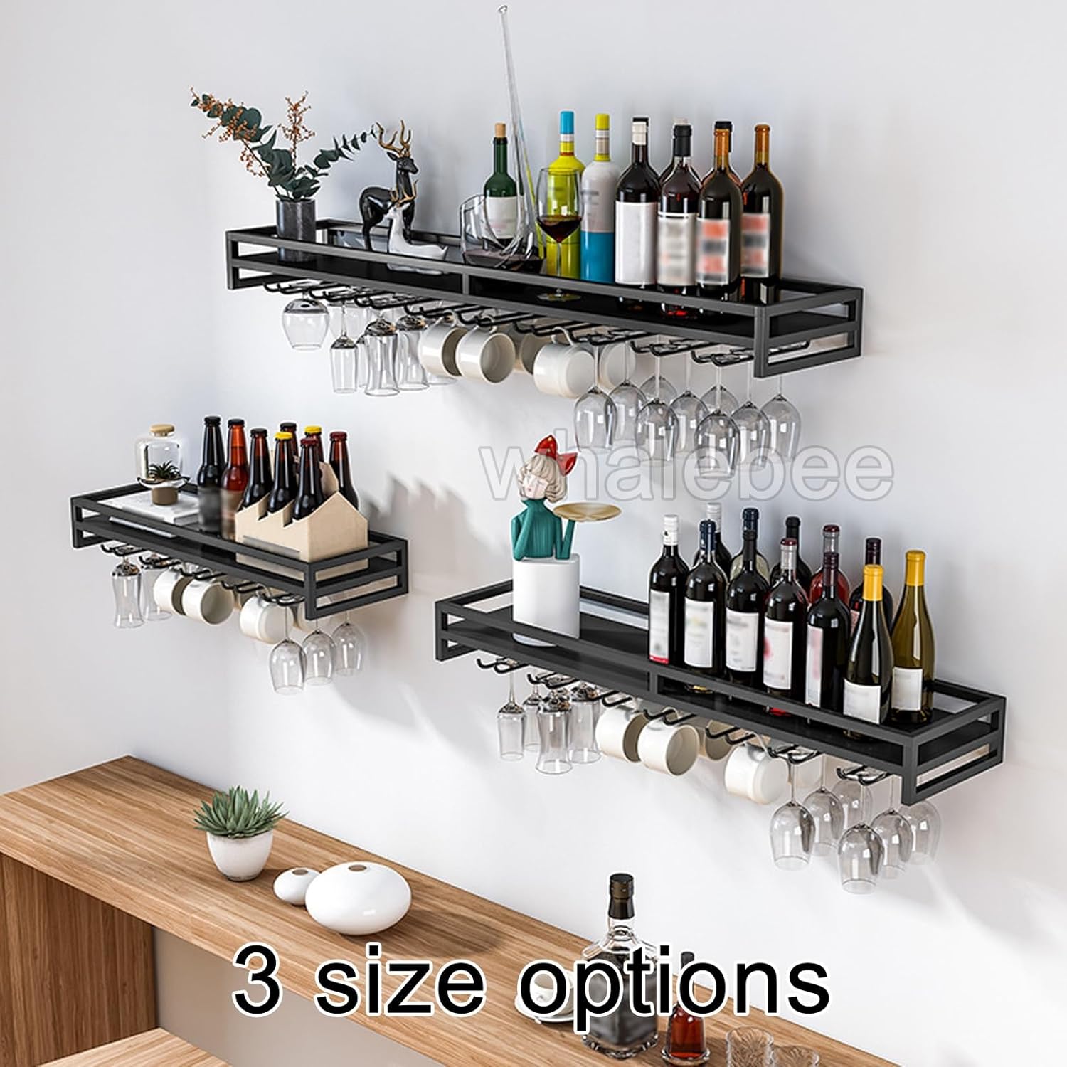 Whalebee Wall Wine Glass Hanger 5 Row Metal Rack