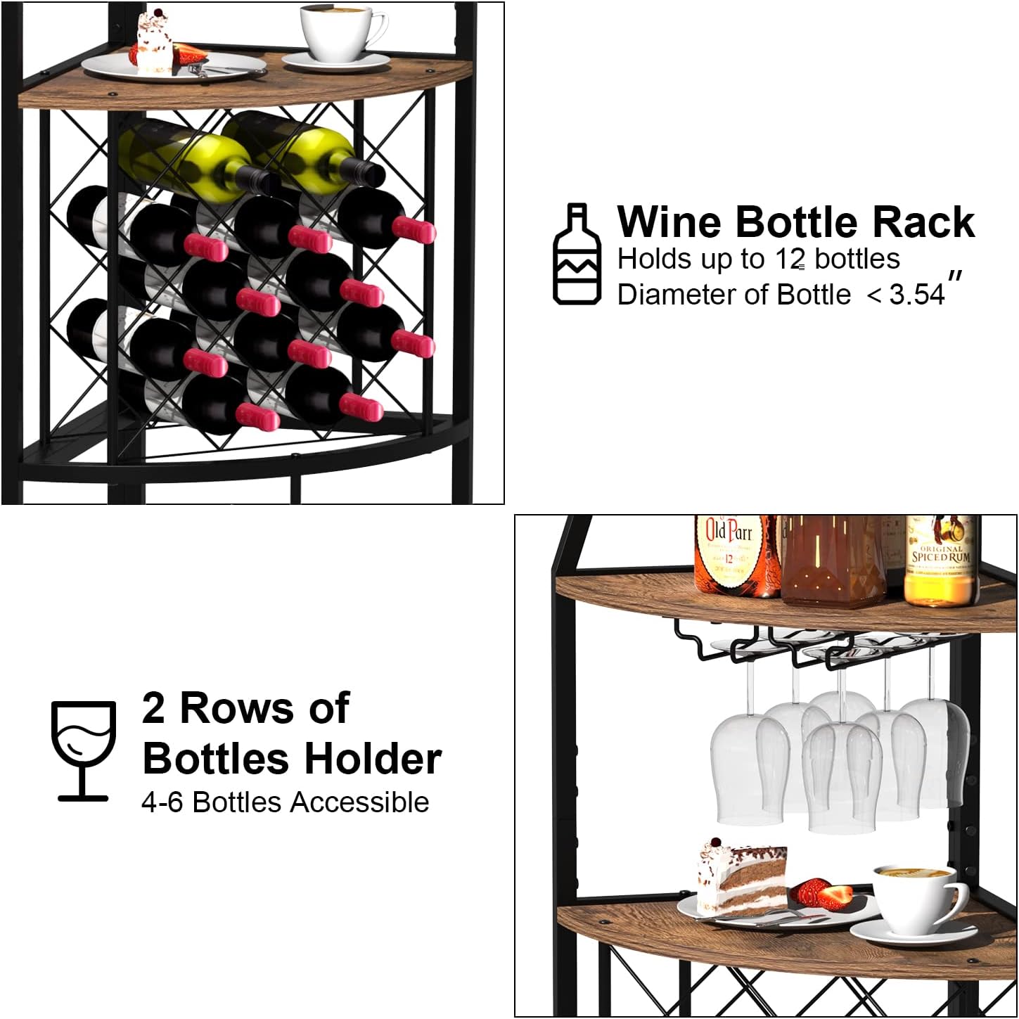 Espelism 5-Tier Corner Wine Rack with LED Light 1