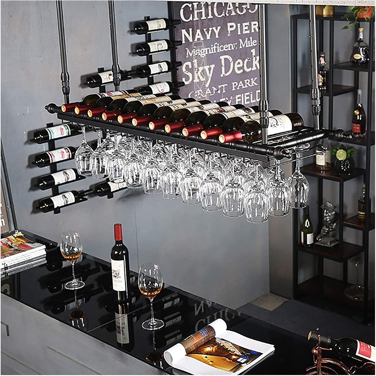 ALDEPO Adjustable Height Wall-Mounted Wine Rack