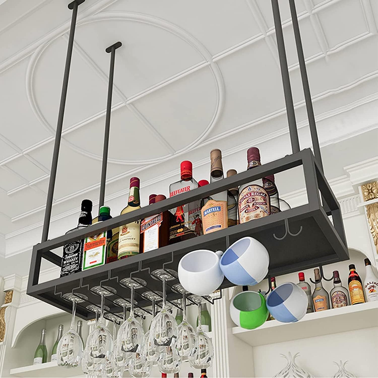 IOCCIOBB Wall-Mounted Wine Rack Adjustable Industrial Black