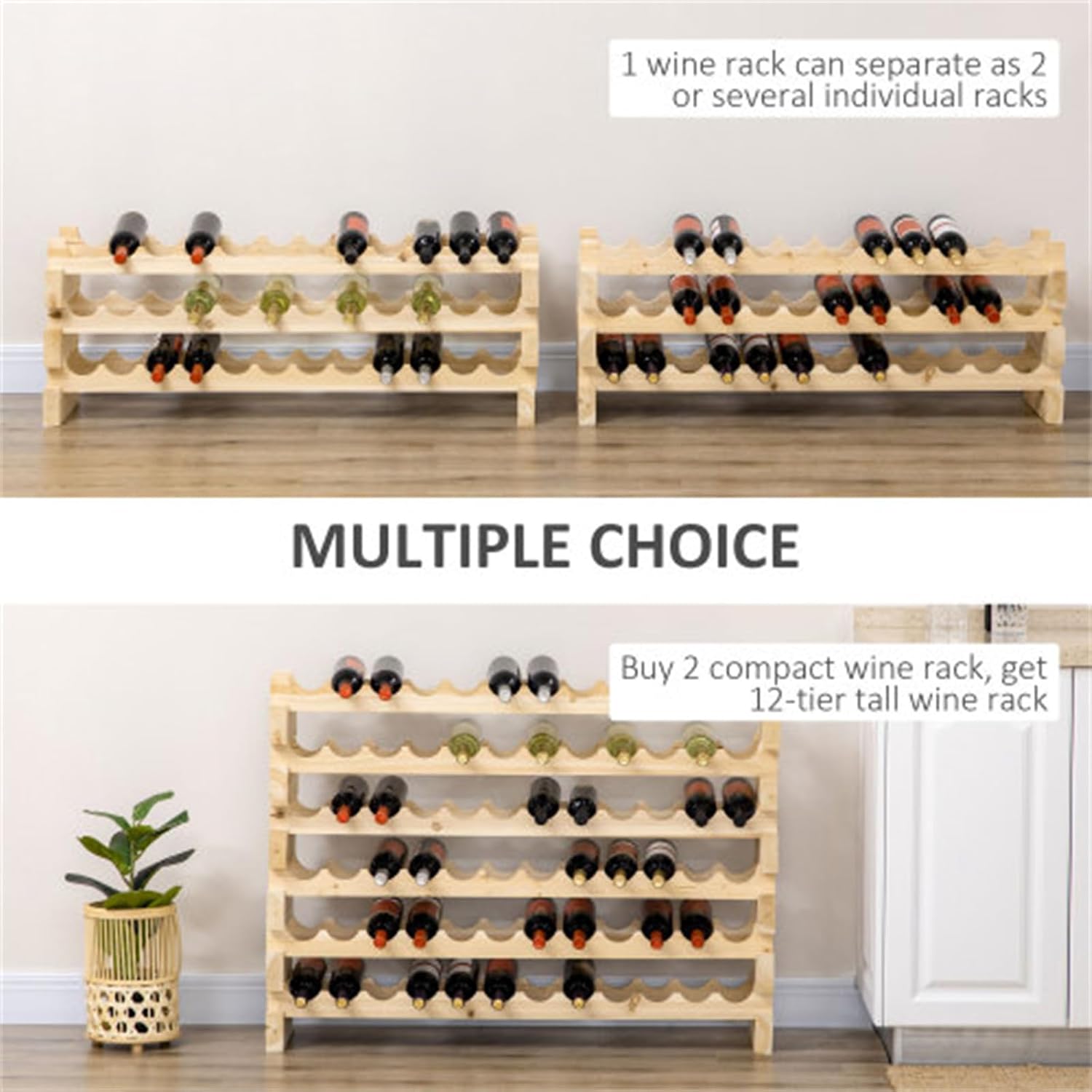Stackable Wine Rack with 72-Bottle Capacity