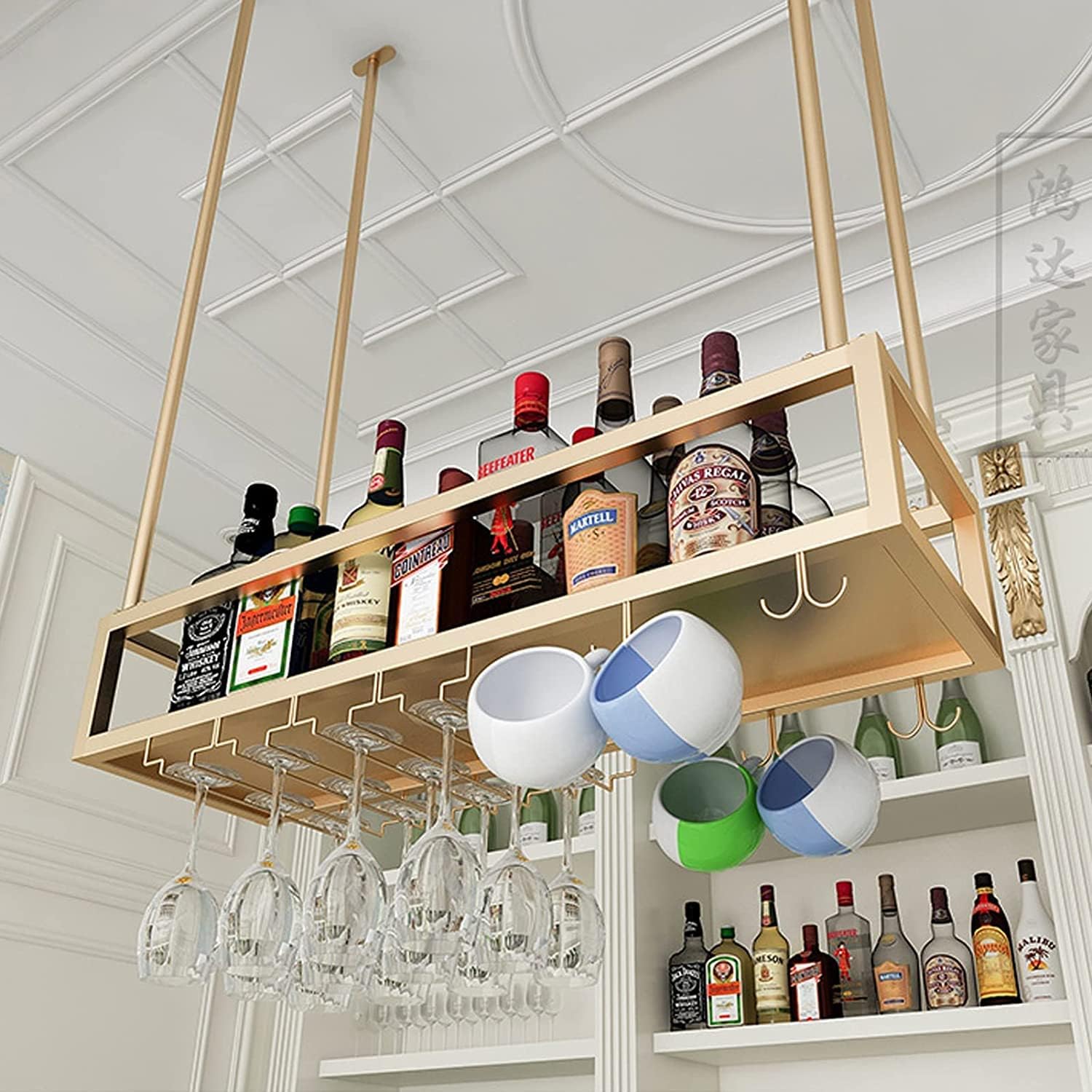 IOCCIOBB Wall-Mounted Wine Rack with Adjustable Stemware Holder