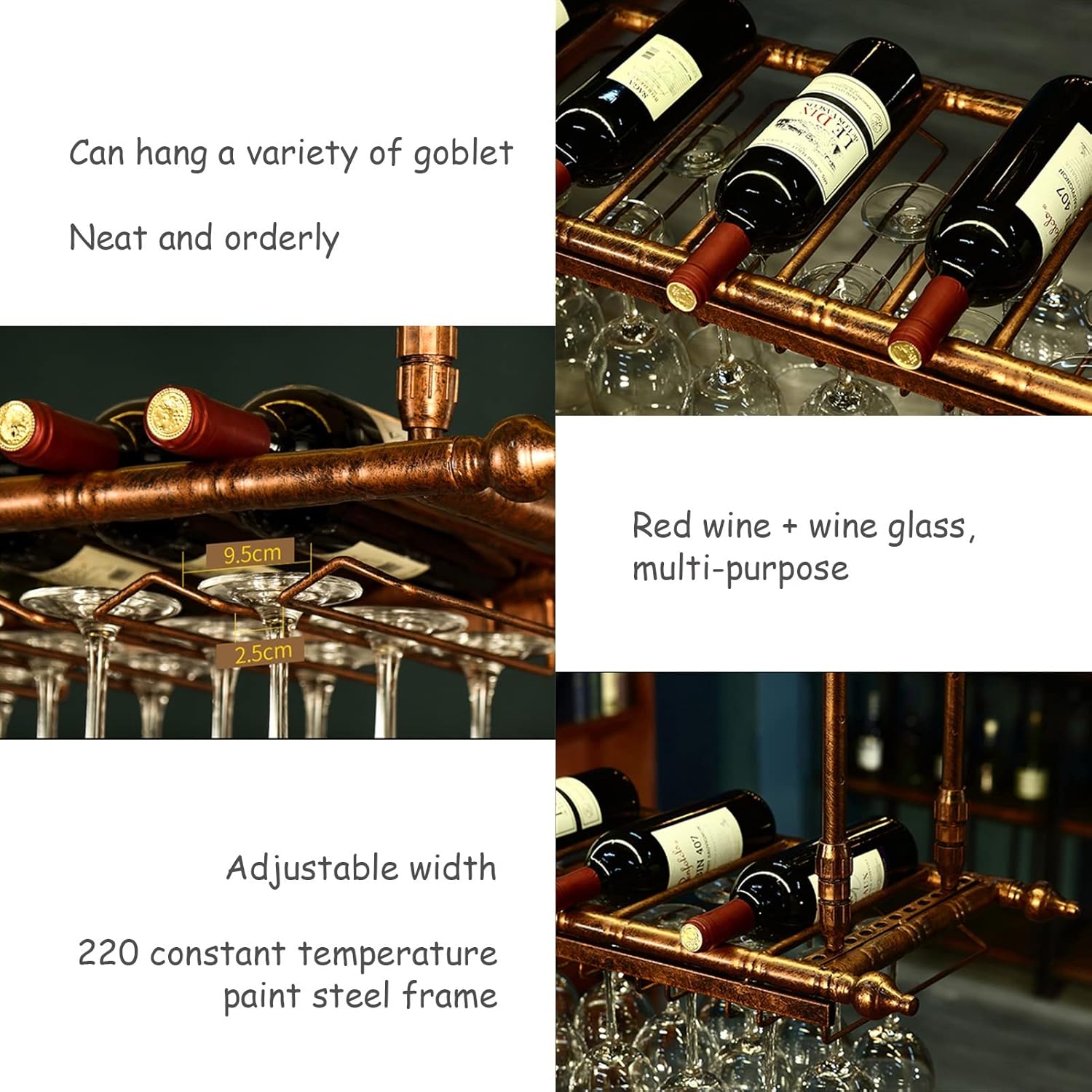 Suuim Adjustable Height Wine Rack Holder