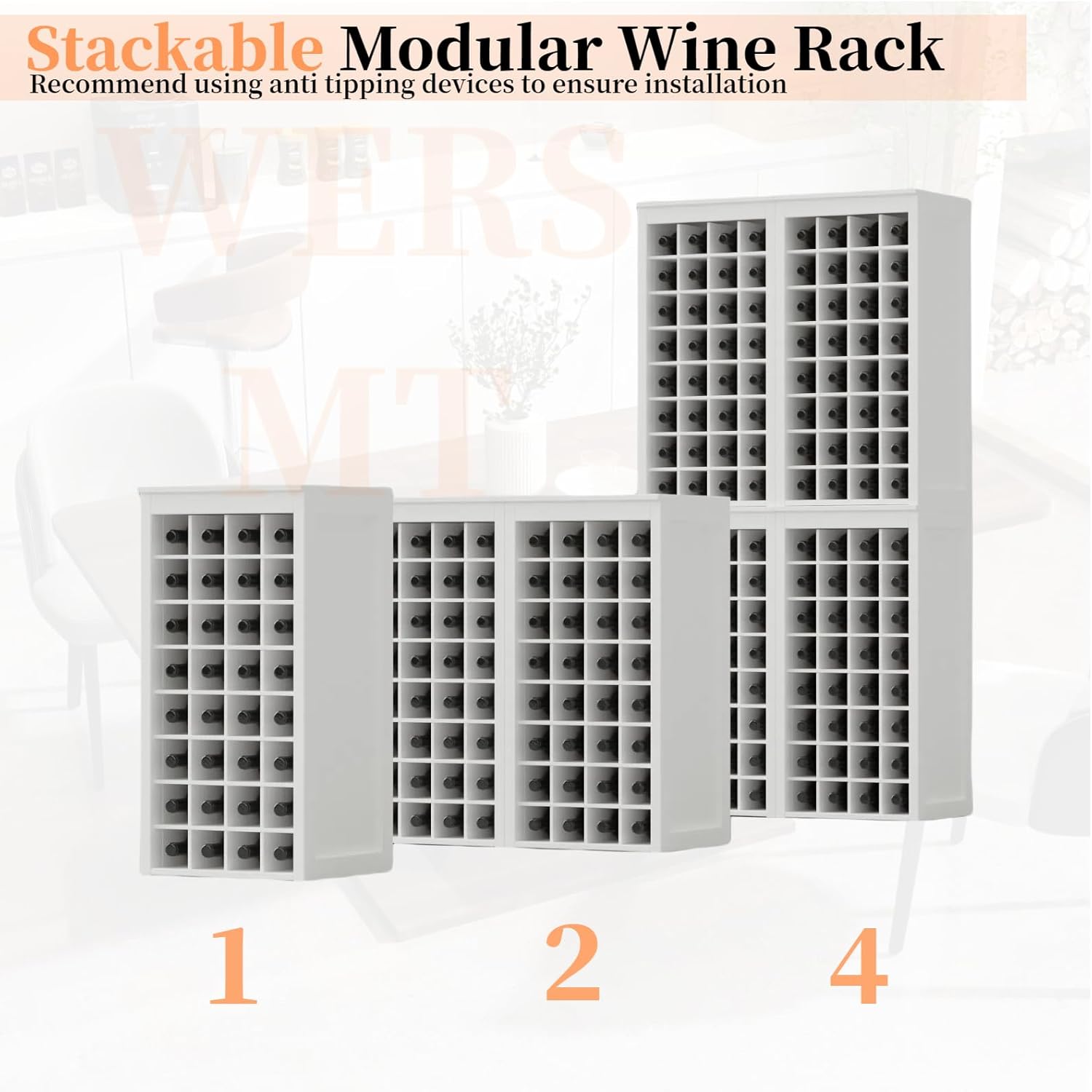 WERSMT 8-Tier Wine Rack Free Standing Floor