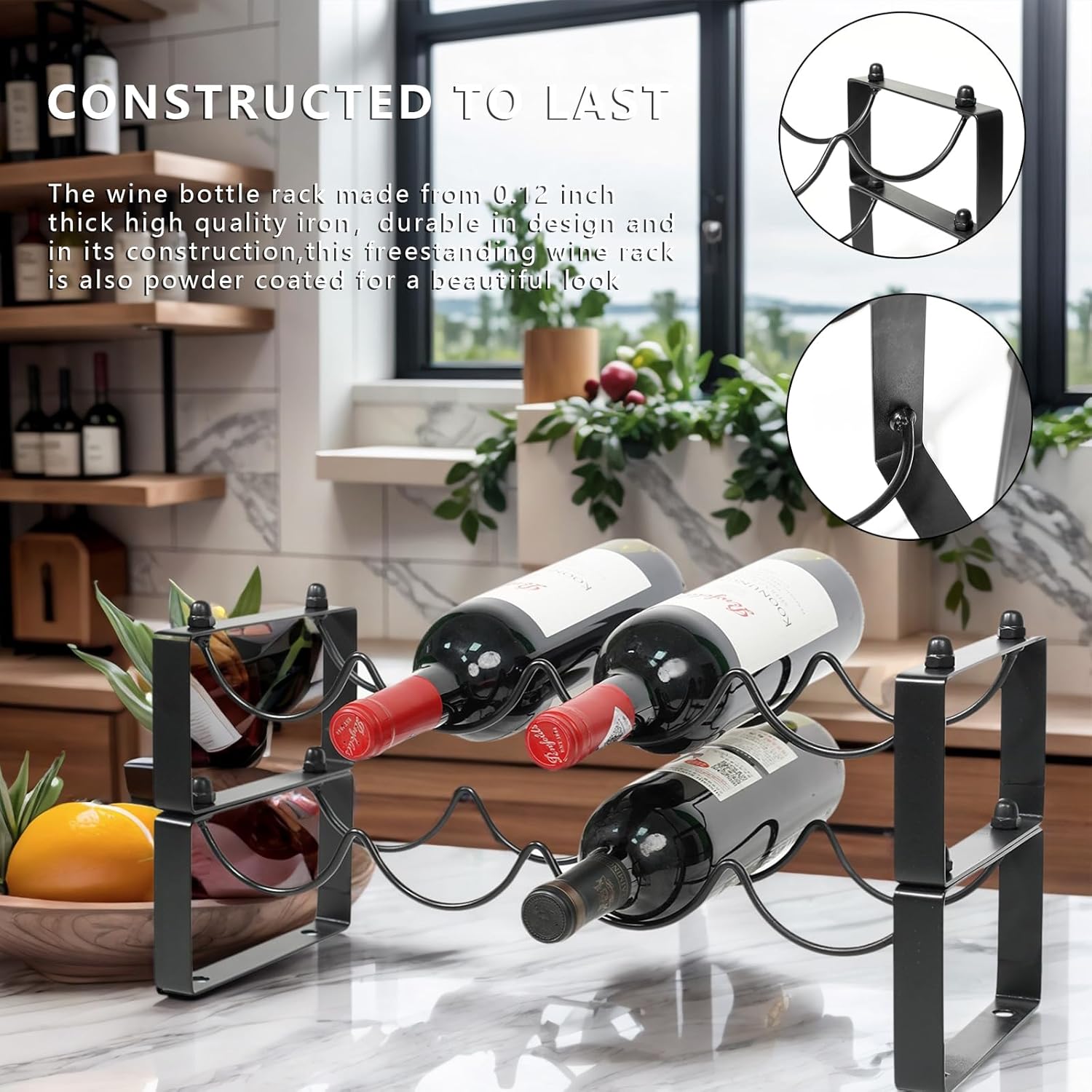 ICEICE 2 Tiered 8-Bottle Metal Wine Rack 1