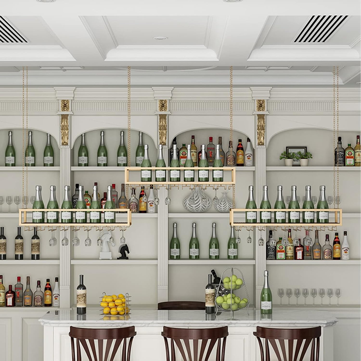 Suuim Ceiling Metal Iron Chain Wine Glass Rack