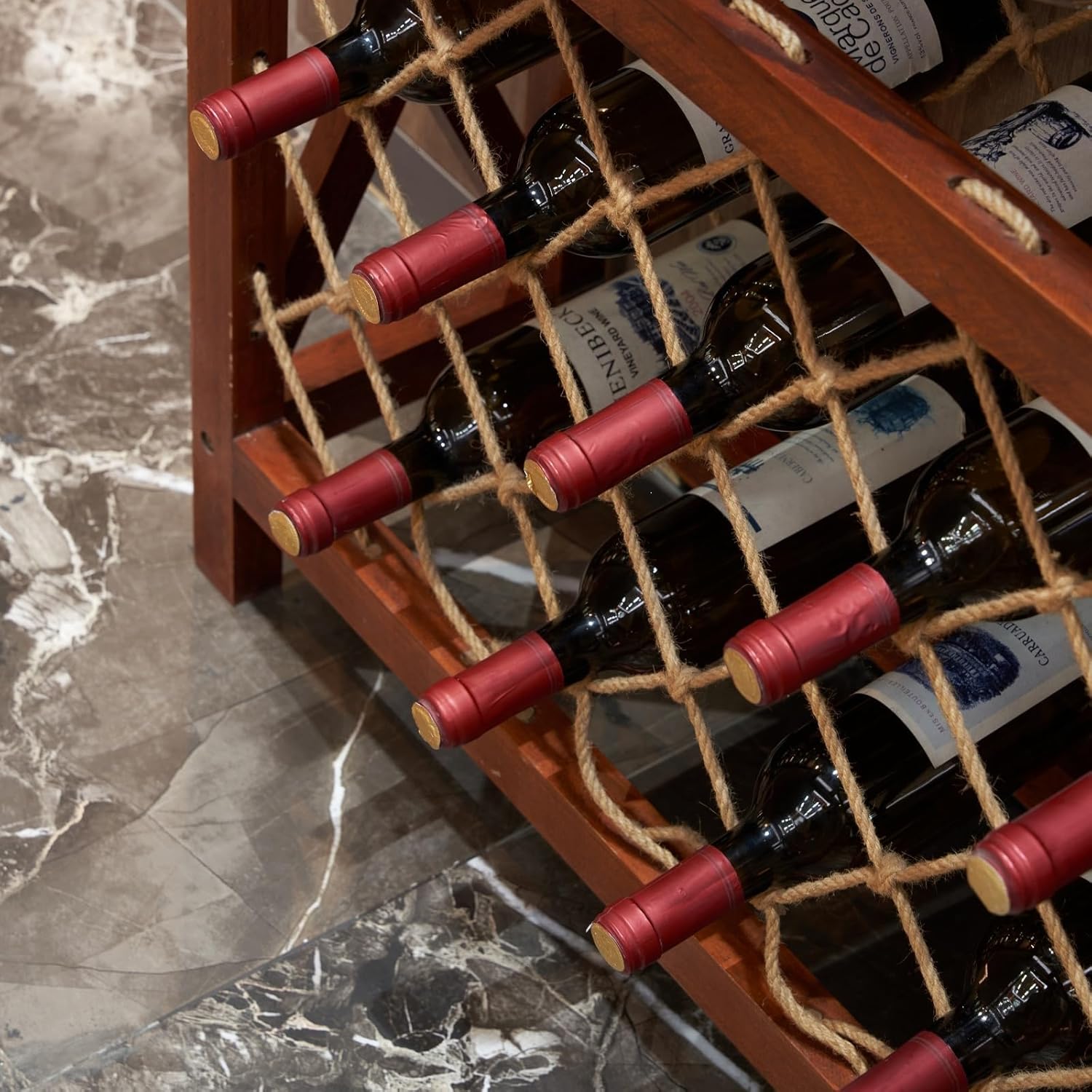 BGTR 32 Bottle Freestanding Wine Rack Rustic Style for Kitchen and Pantry