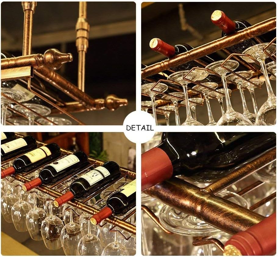 Adjustable Ceiling Mounted Wine Glass Rack - 12030cm Metal Iron