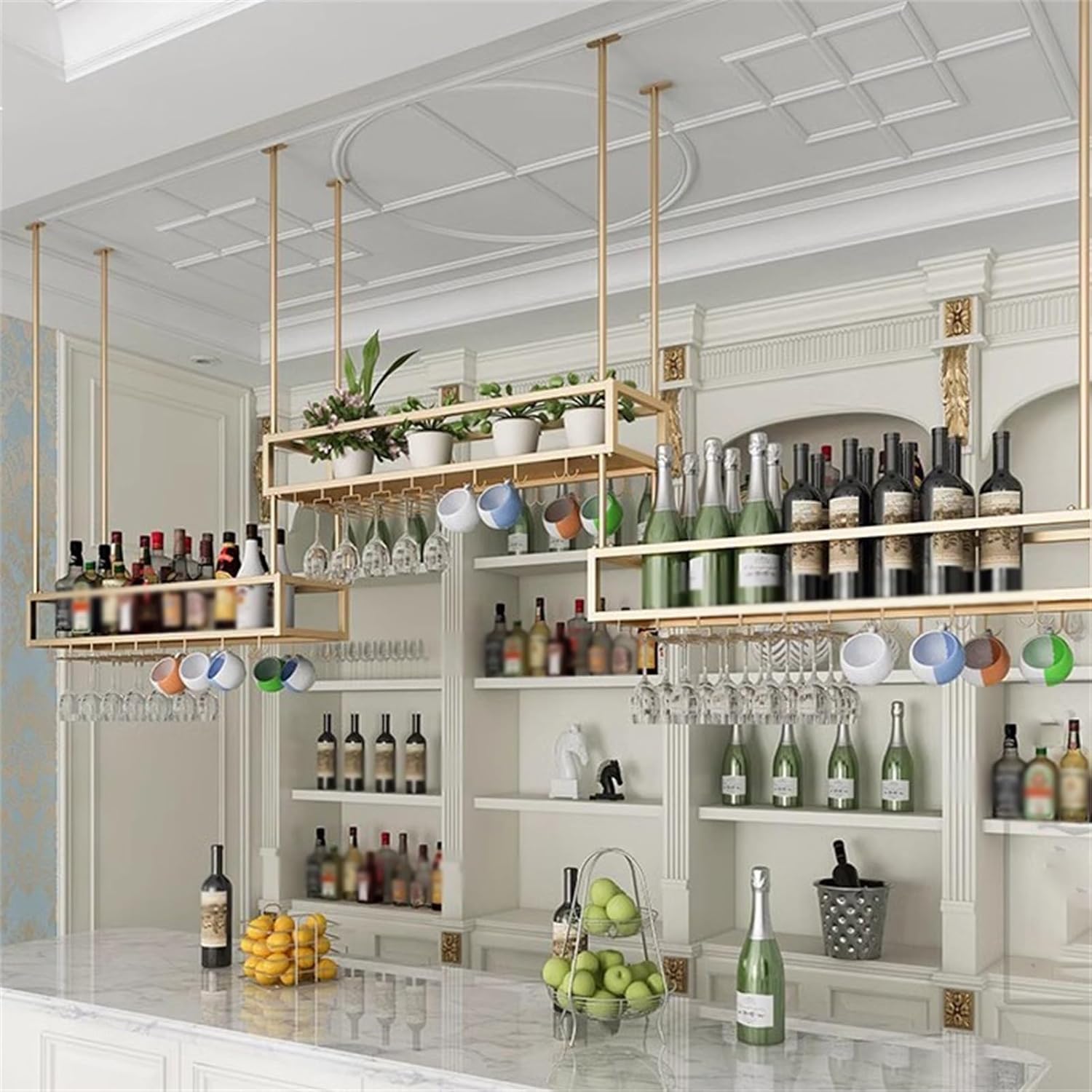 Industrial Style Metal 2 Tier Wall Mounted Wine Rack
