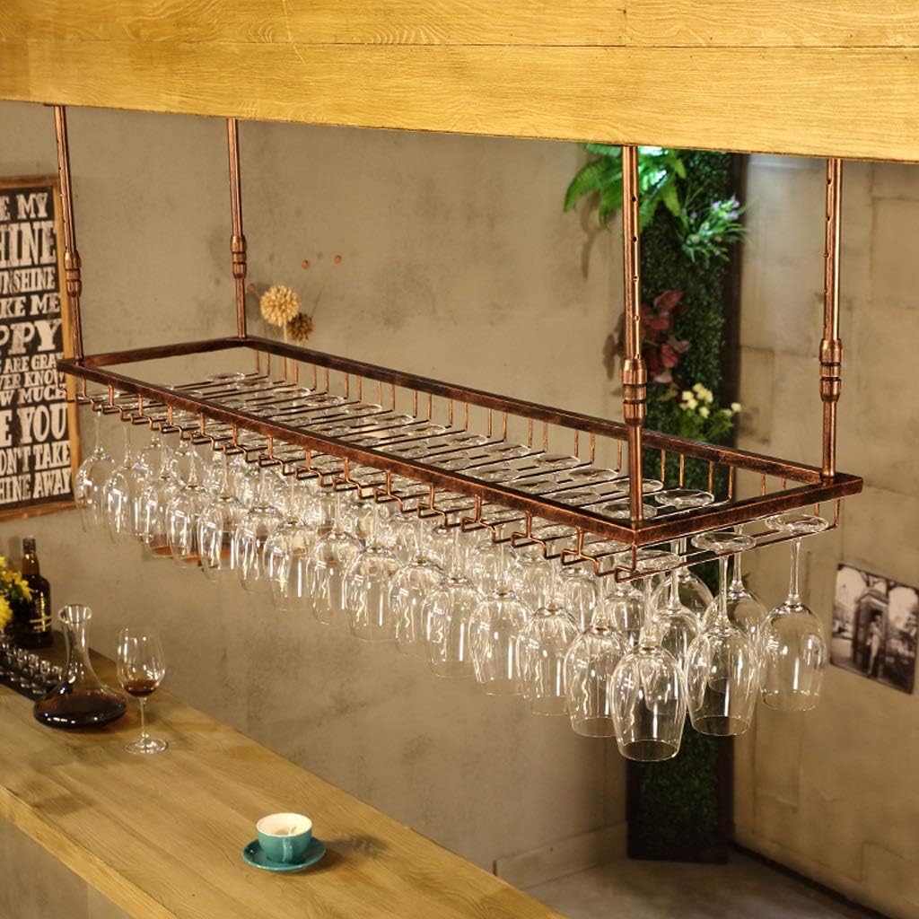 Vintage Rustic Wine Glass Holder Rack - 60x35cm