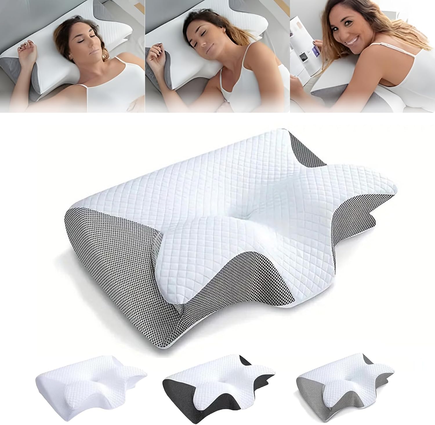 Ergonomic Memory Foam Pillow with Cooling Contour and Adjustable Support
