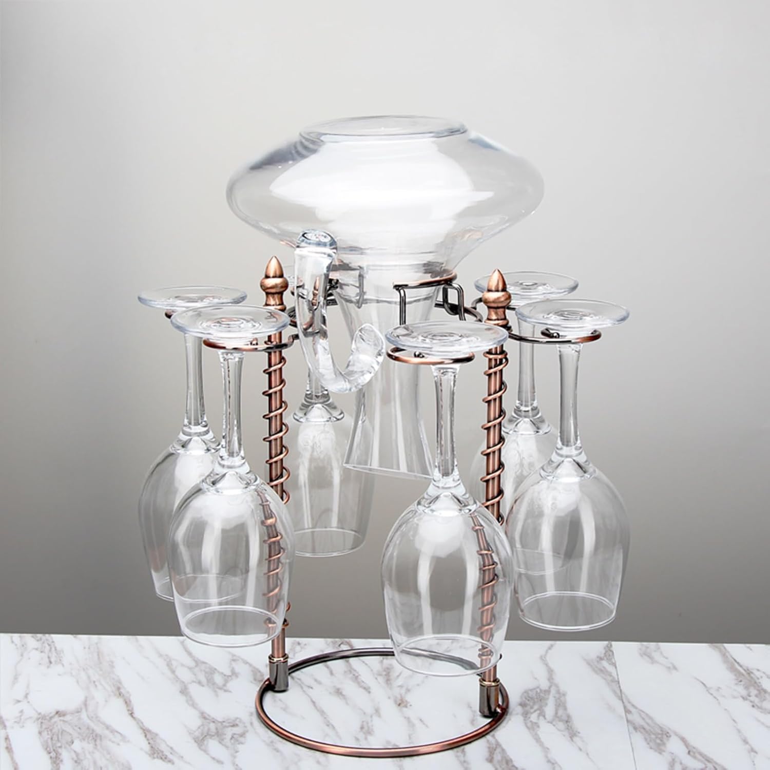 Modern Art Wine Glass Holder with 6 Glasses and 1 Decanter