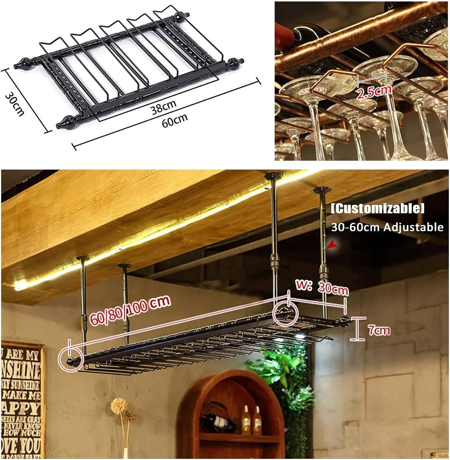 ALDEPO Wall-Mounted Wine Rack with Customizable Height