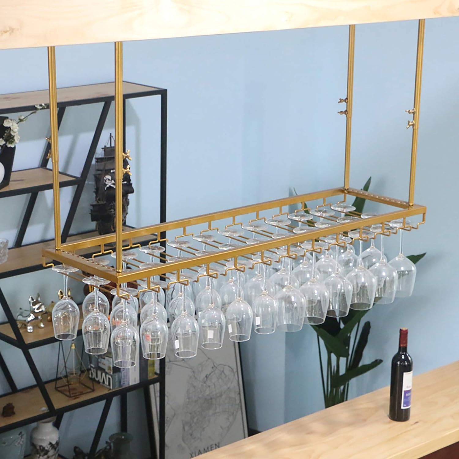 DASHADAO Rustic Iron Wine Glass Holder Ceiling Rack