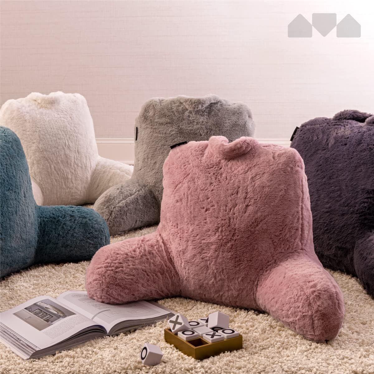 Milliard Reading Pillow with Faux Fur and Memory Foam