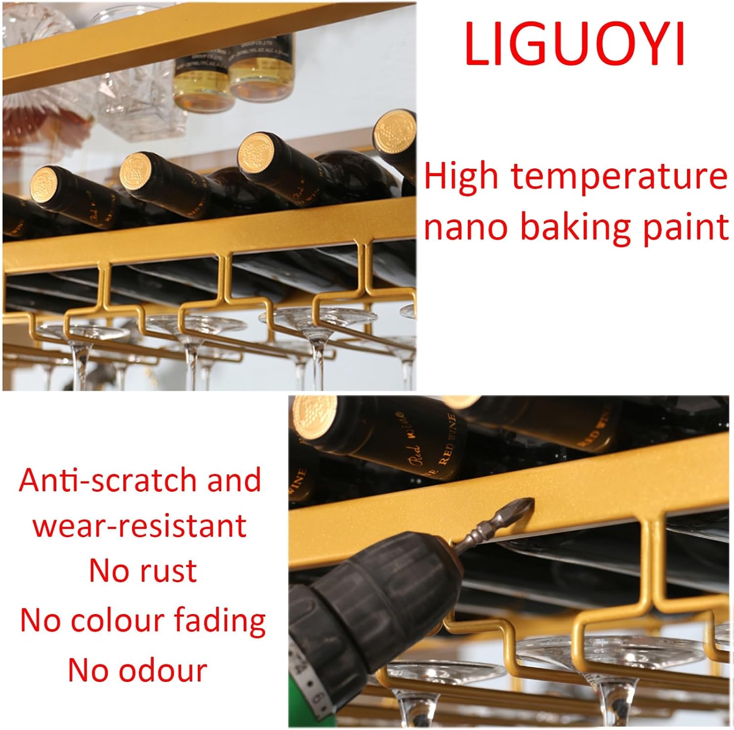 Adjustable Sturdy Wine Glass Holder for Kitchen and Bar