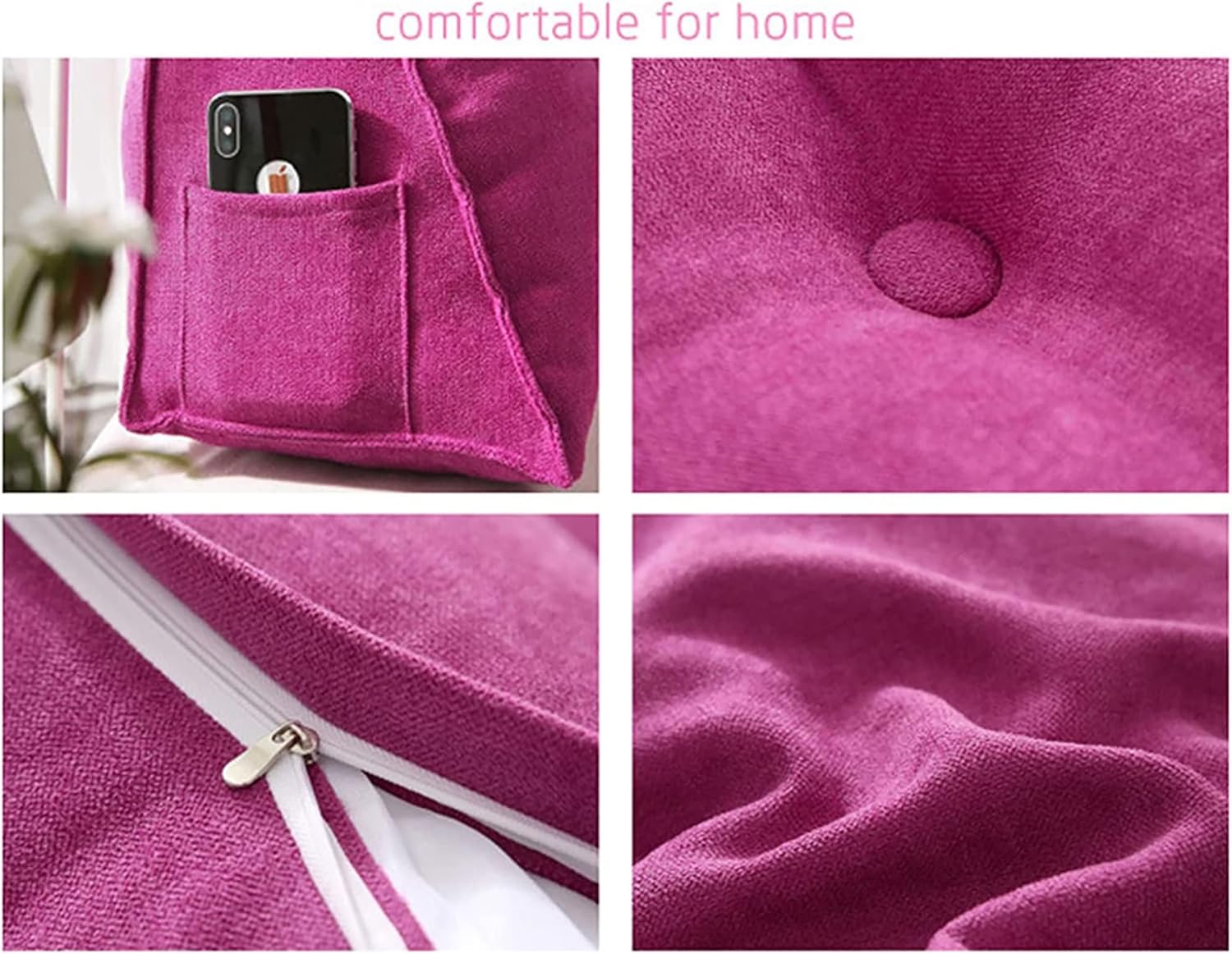 HOFFTI Backrest Cushion Triangular Pillow 150cm Fuchsia Headboard Pillow for Daybed Bed