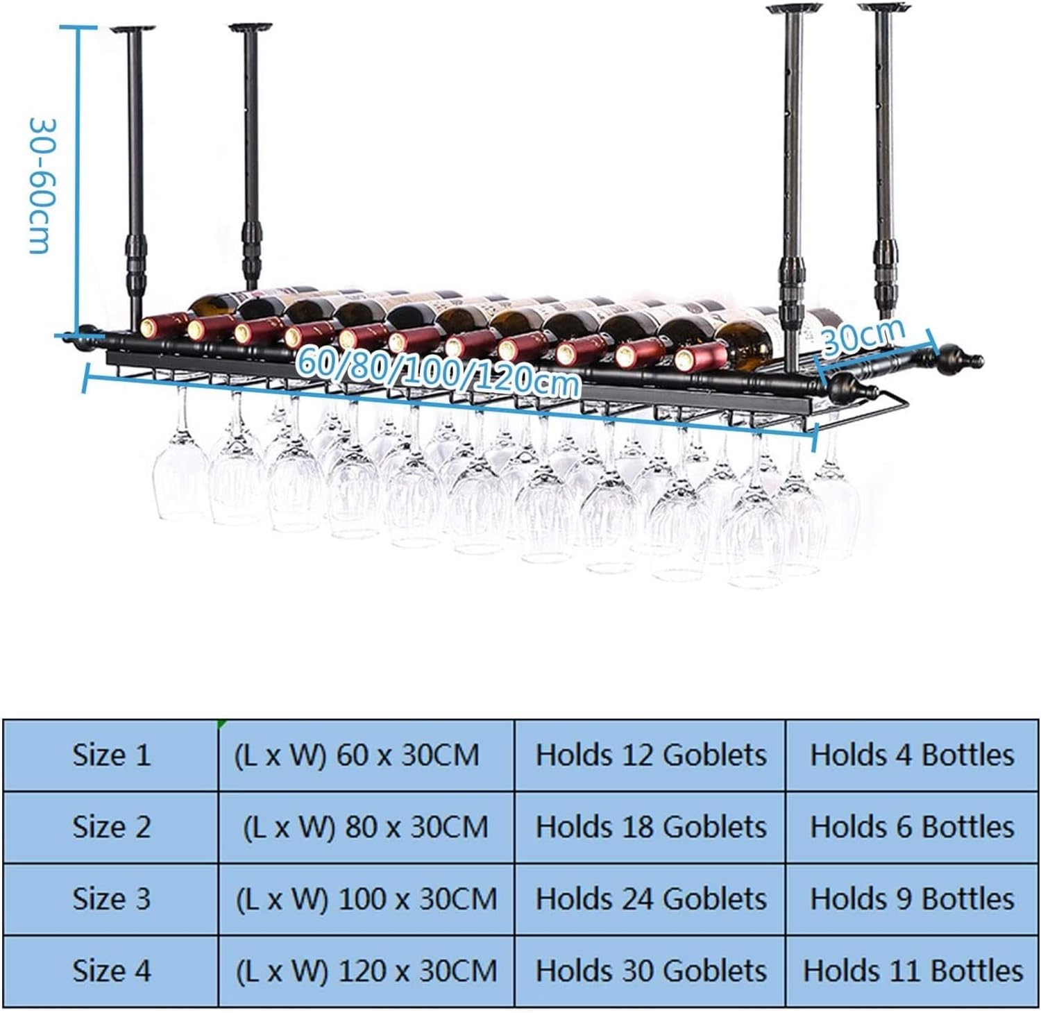 ALDEPO Adjustable Height Wall-Mounted Wine Rack