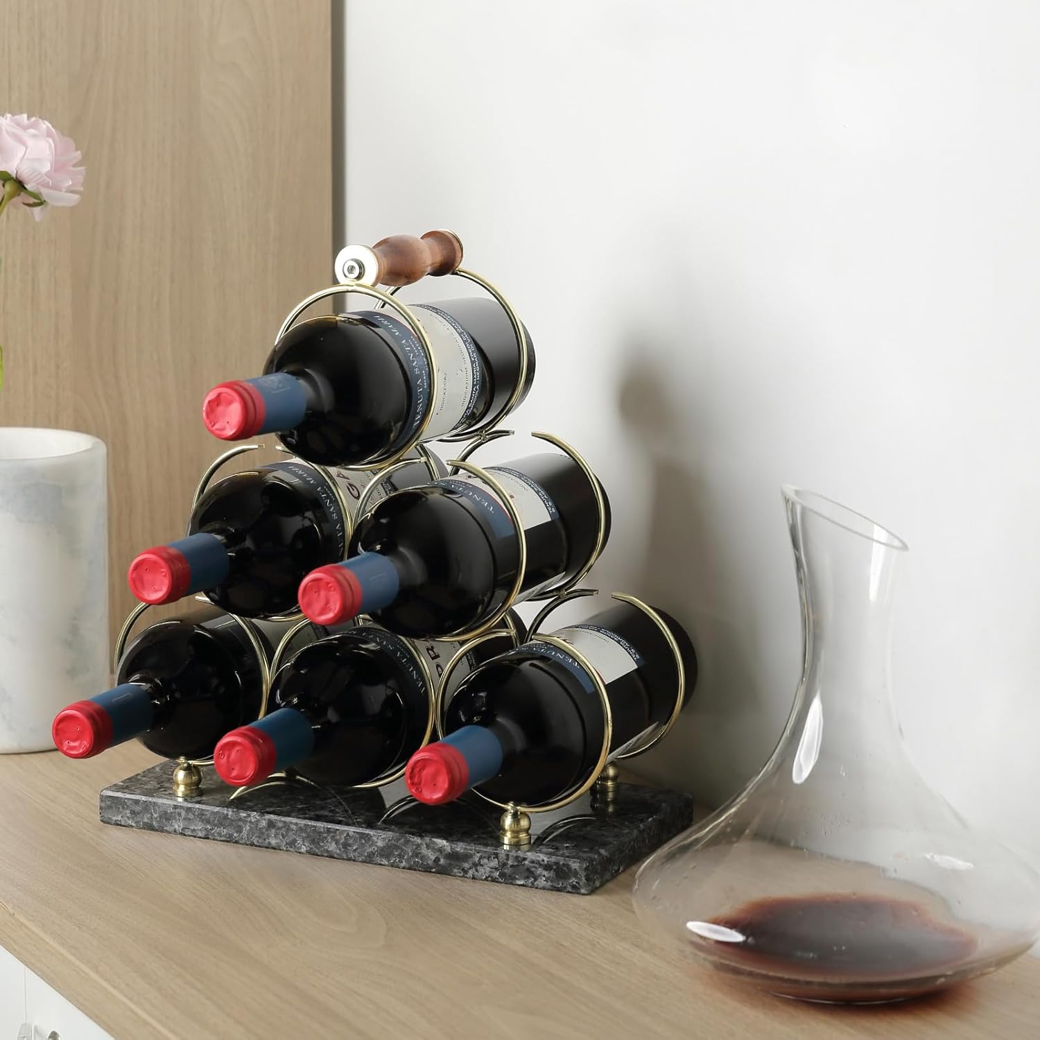 BCS 6-Bottle Marble Wine Rack - Blue Pearl