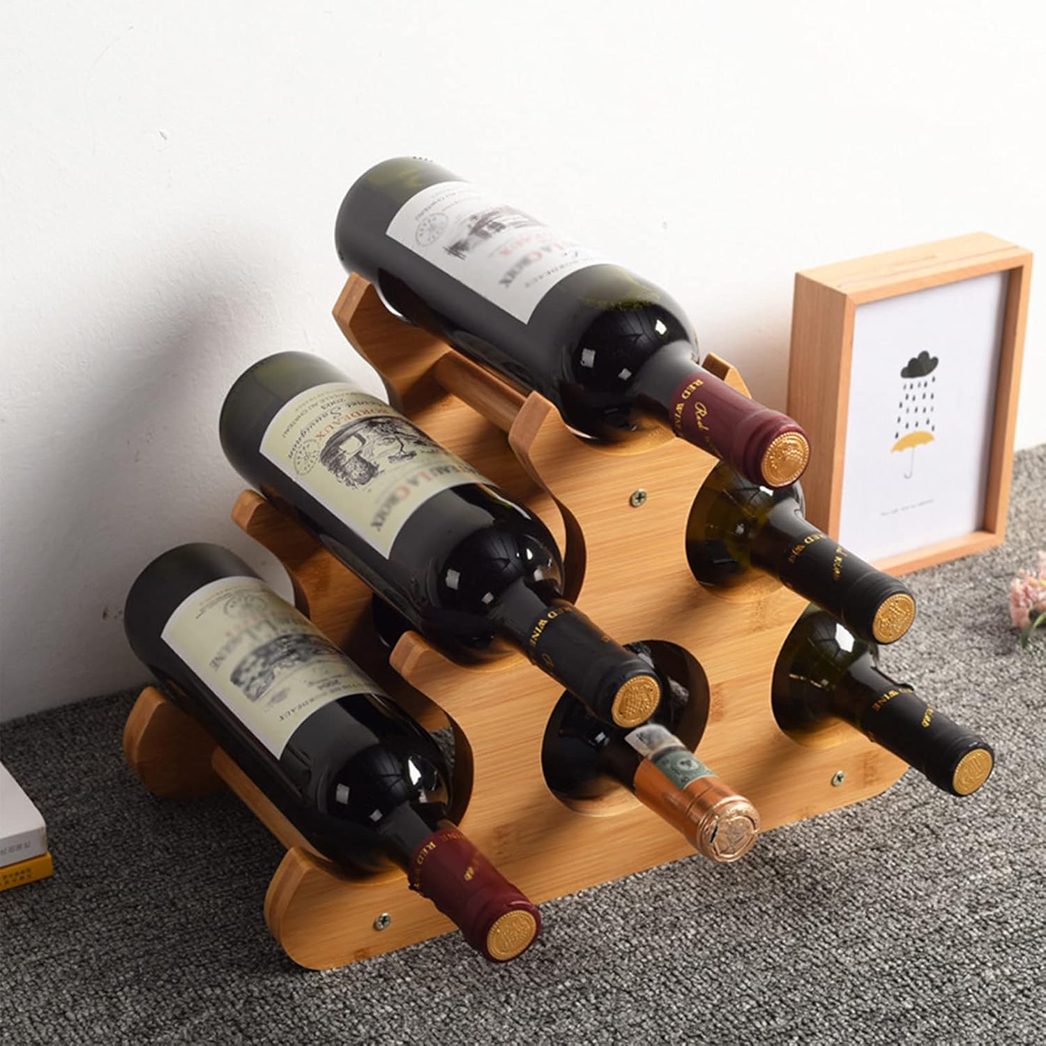 SYCARPET Freestanding Wine Rack with 6 Bottles Storage